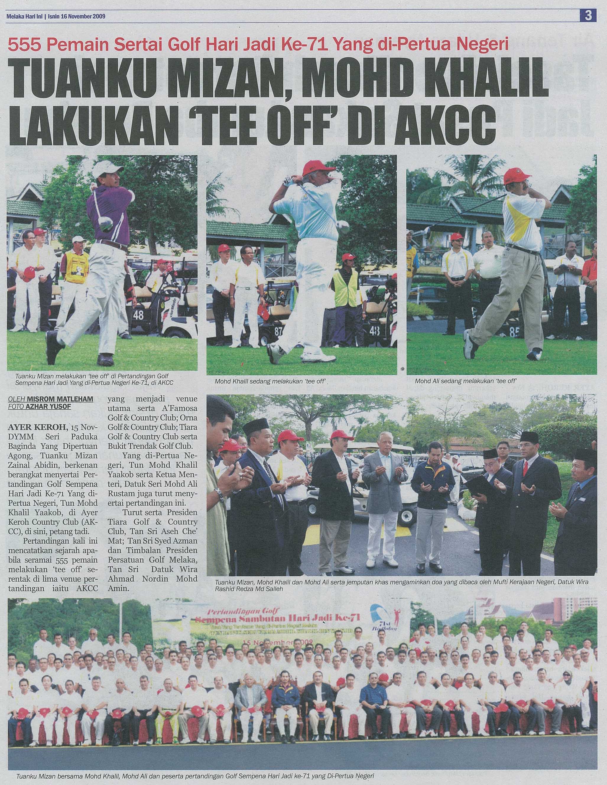 Mohd Khalil, Tuanku Mizan Lakukan Tee Off