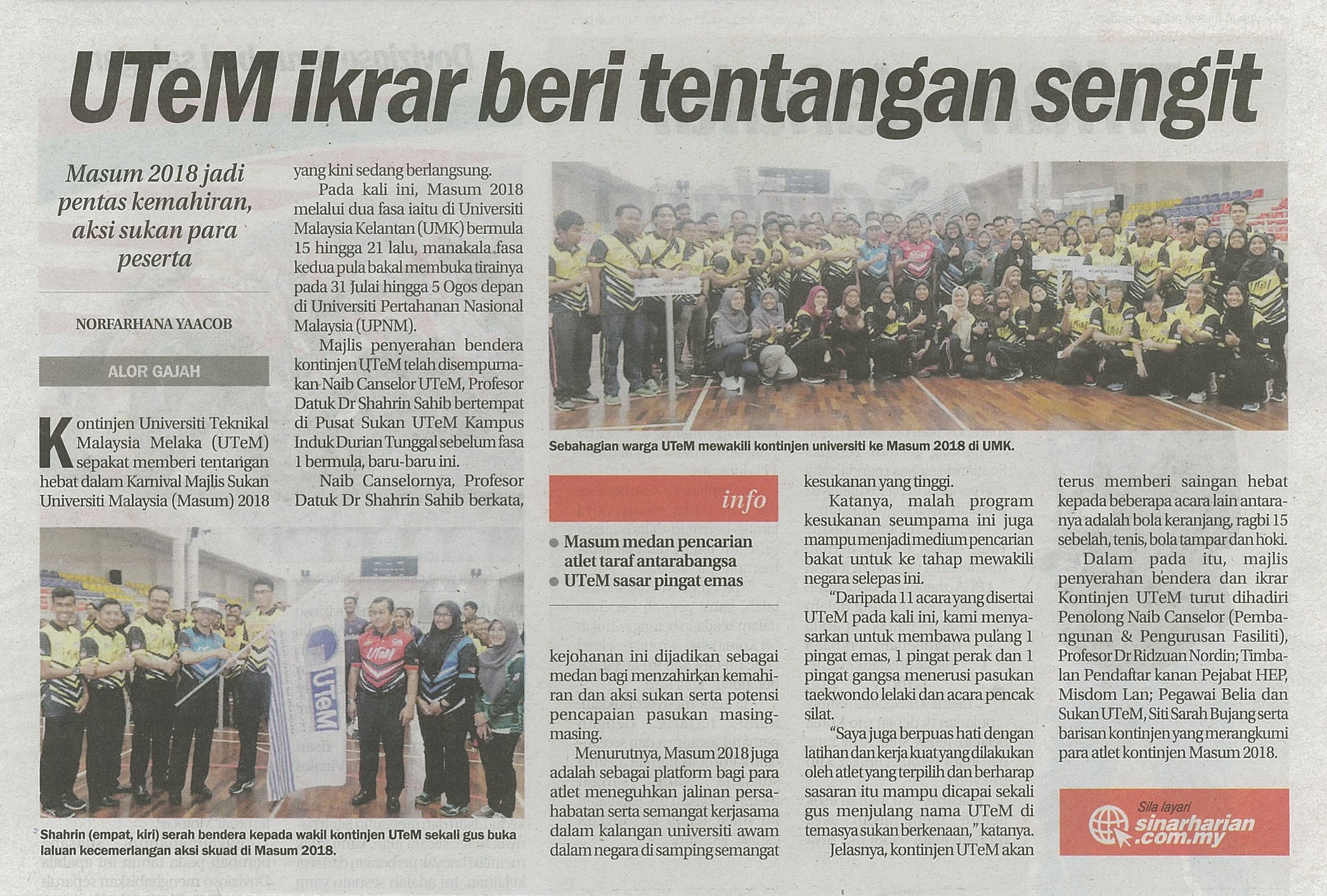 UTeM IKRAR BERI TENTANGAN SENGIT