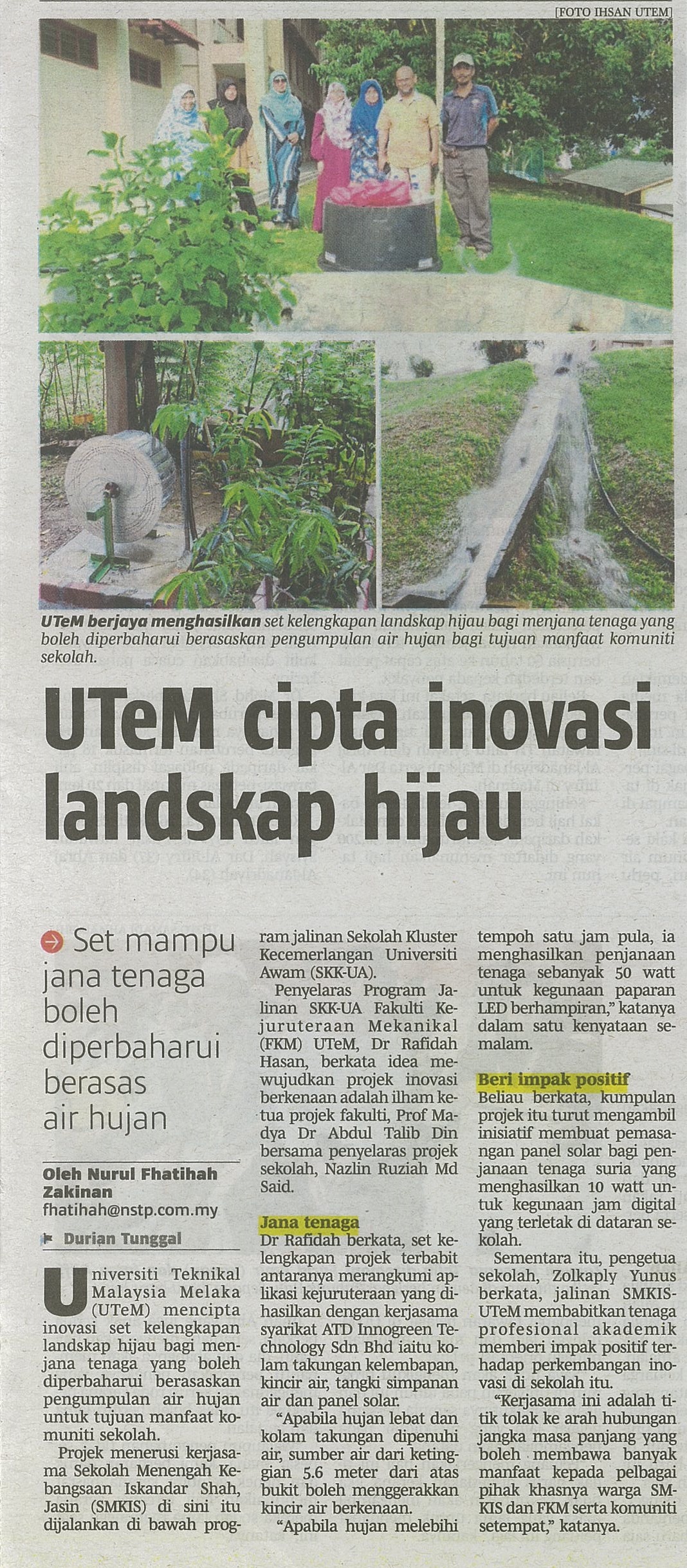 UTeM CIPTA INOVASI LANDSKAP HIJAU