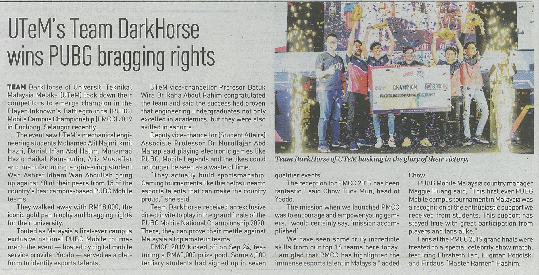 UTeM's Team DarkHorse wins PUBG brangging rights