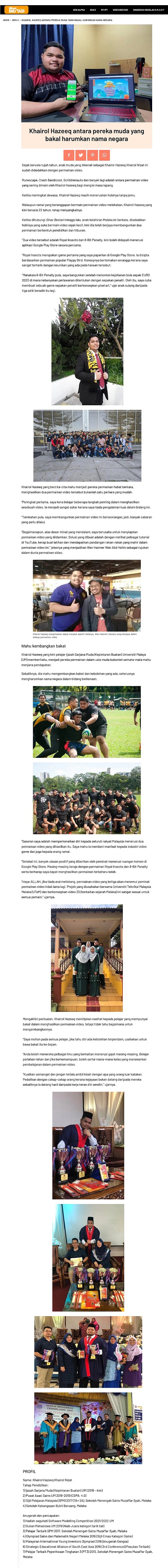 Khairol Hazeeq antara pereka muda yang bakal harumkan nama negara