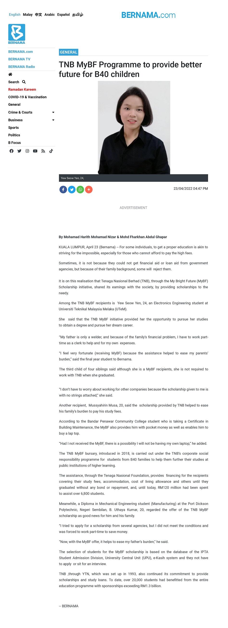 TNB MyBF Programme to provide better future for B40 children