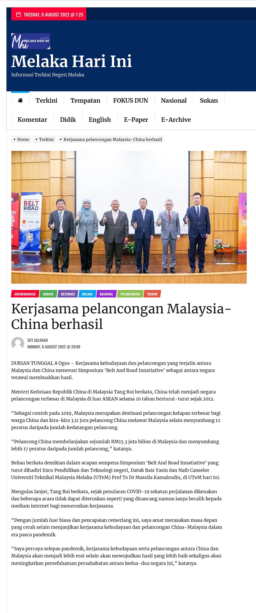 Kerjasama pelancongan Malaysia-China berhasil