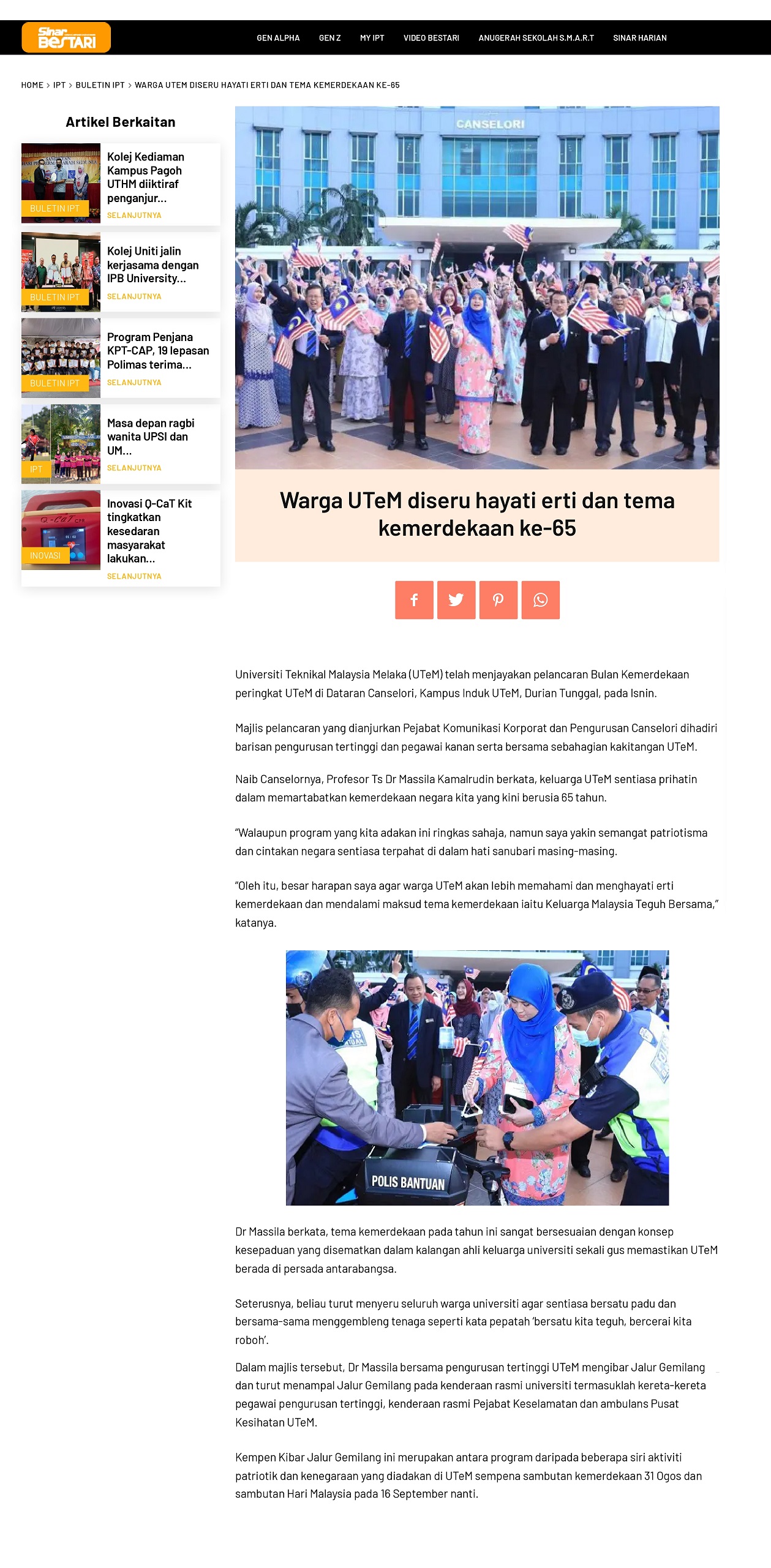 Warga UTeM diseru hayati erti dan tema kemerdekaan ke-65