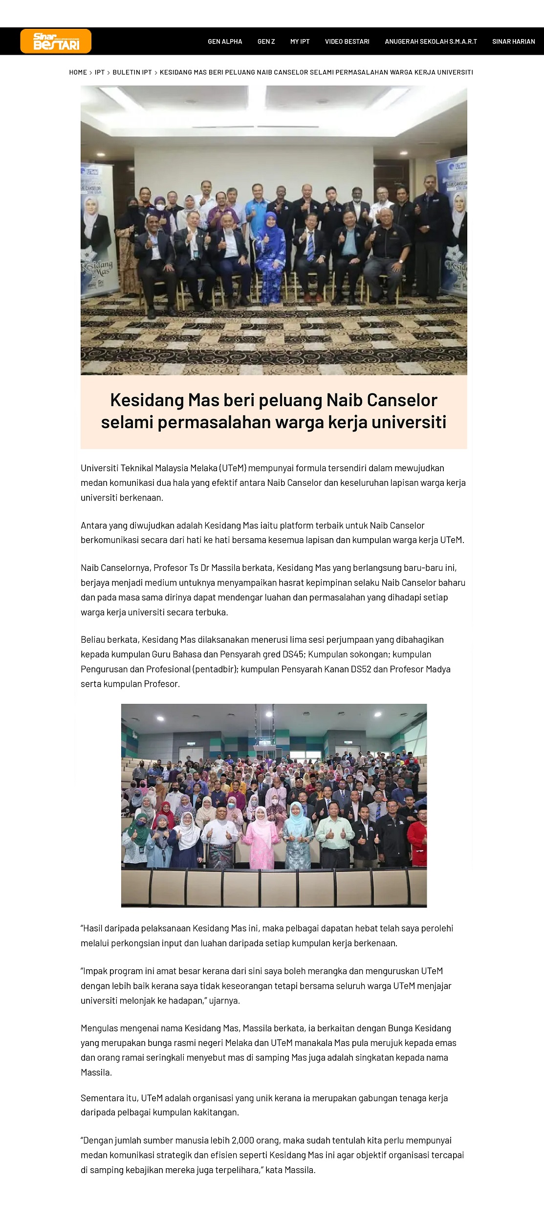 Kesidang Mas beri peluang Naib Canselor selami permasalahan warga kerja universiti