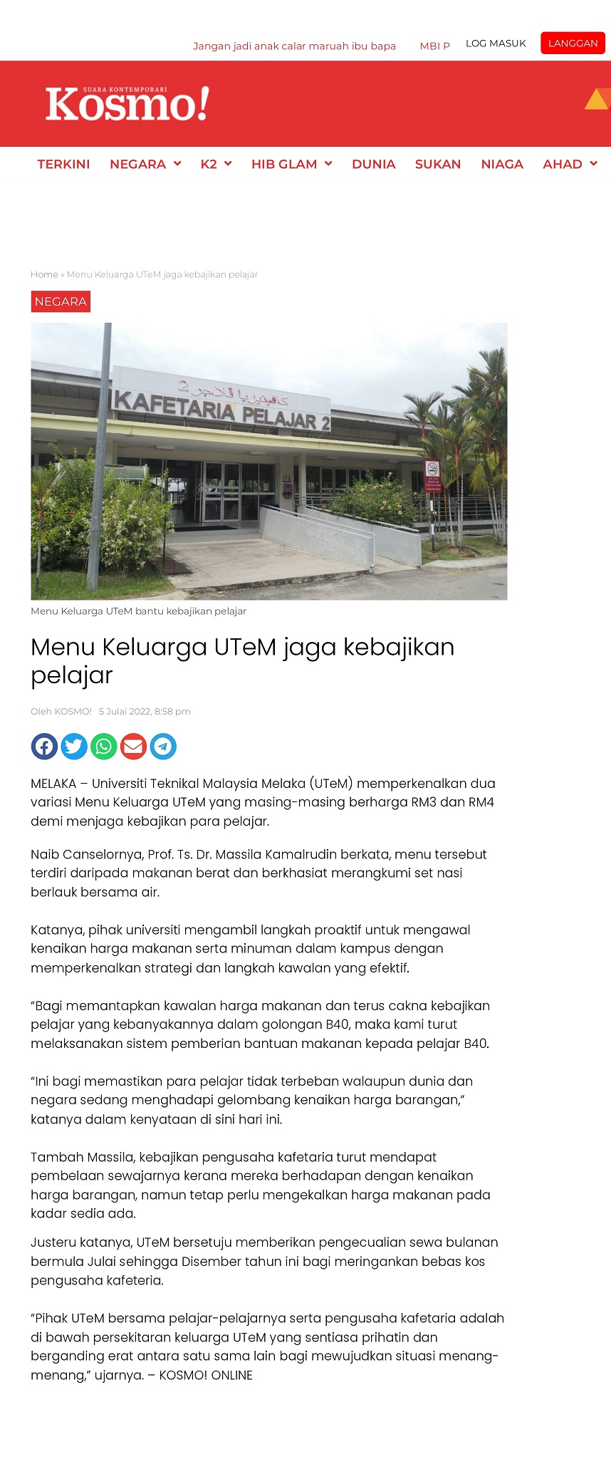 Menu Keluarga UTeM jaga kebajikan pelajar