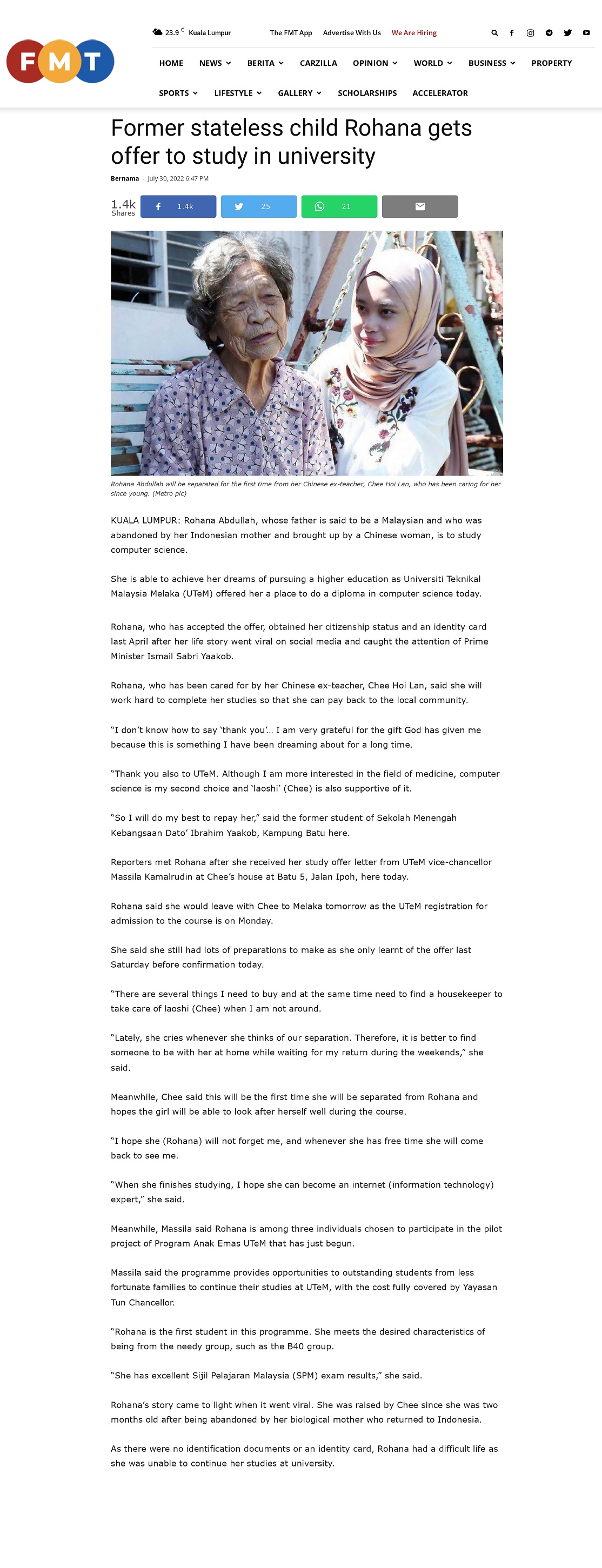 Former stateless child Rohana gets offer to study in university