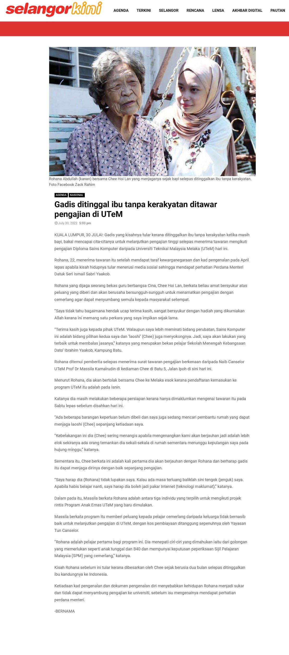 Gadis ditinggal ibu tanpa kerakyatan ditawar pengajian di UTeM