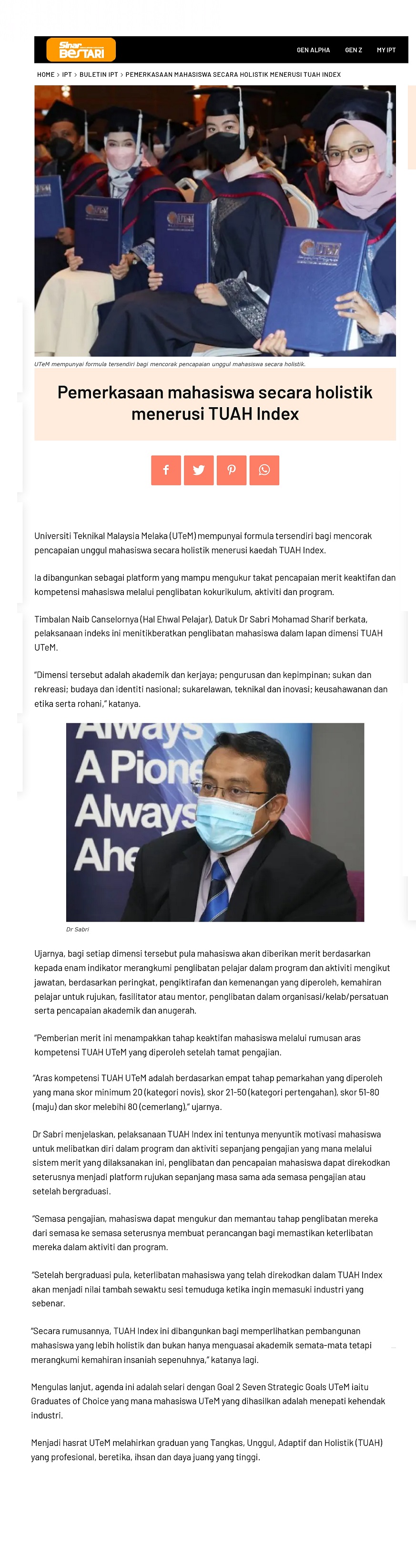 Pemerkasaan mahasiswa secara holistik menerusi TUAH Index