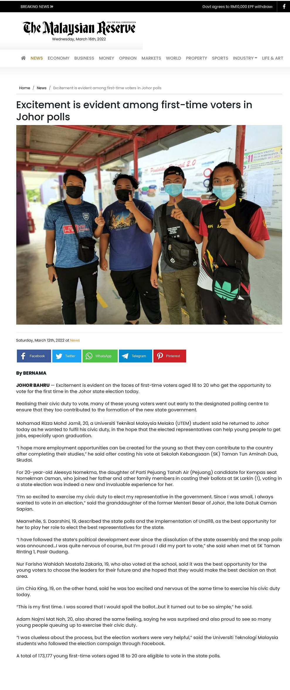 Excitement is evident among first-time voters in Johor polls