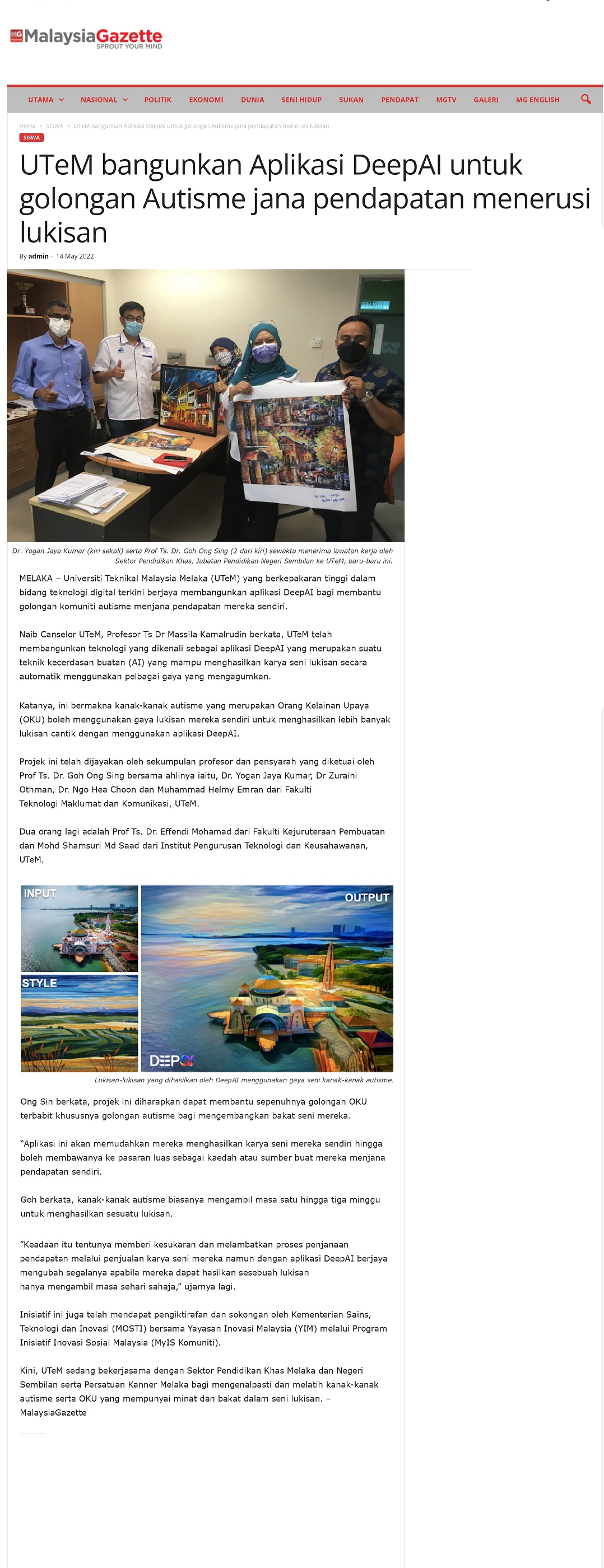 UTeM bangunkan Aplikasi DeepAI untuk golongan Autisme jana pendapatan menerusi lukisan