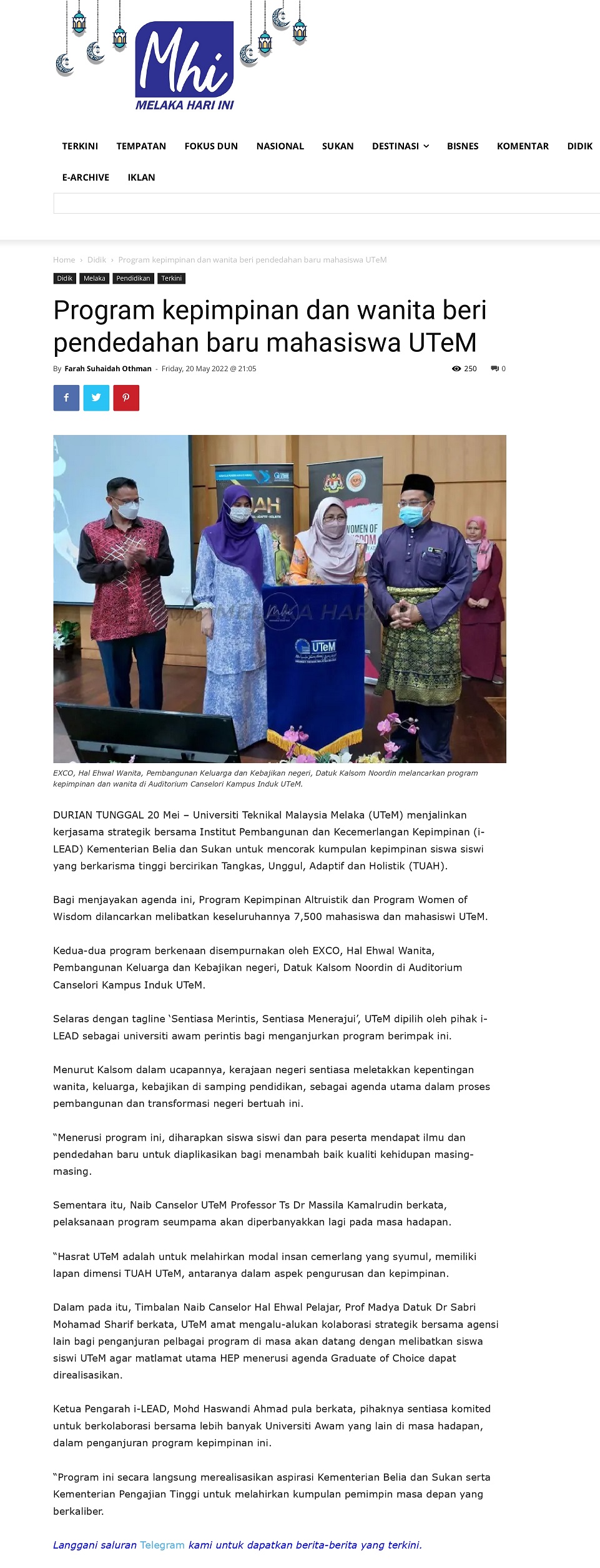 Program kepimpinan dan wanita beri pendedahan baru mahasiswa UTeM