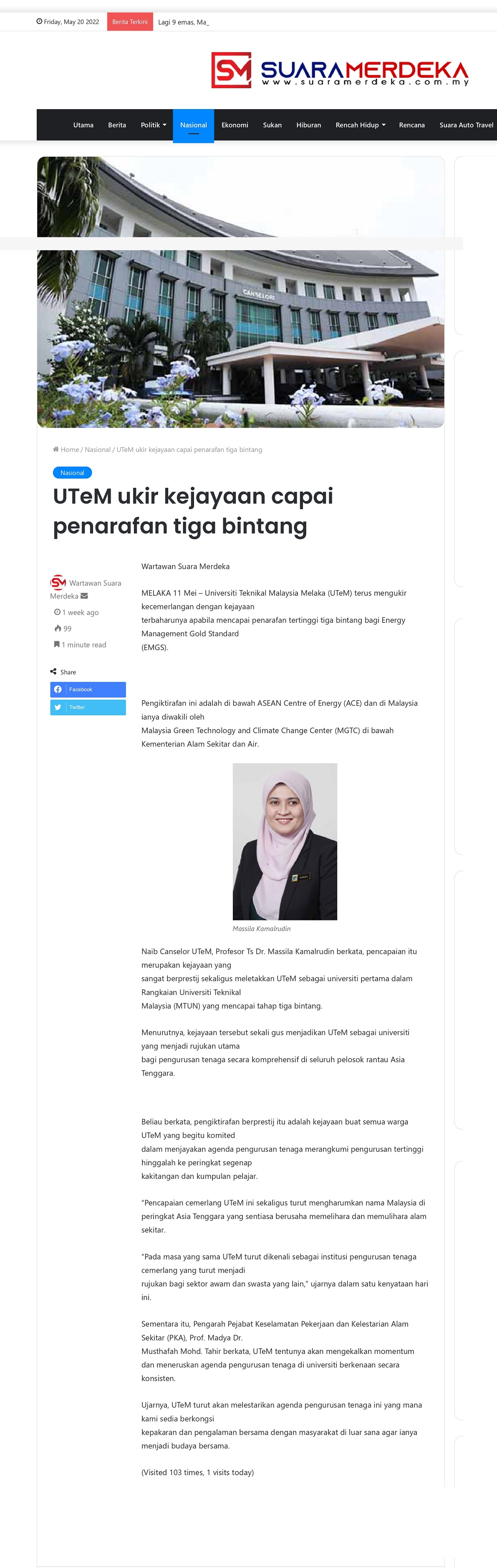 UTeM ukir kejayaan capai penarafan tiga bintang  