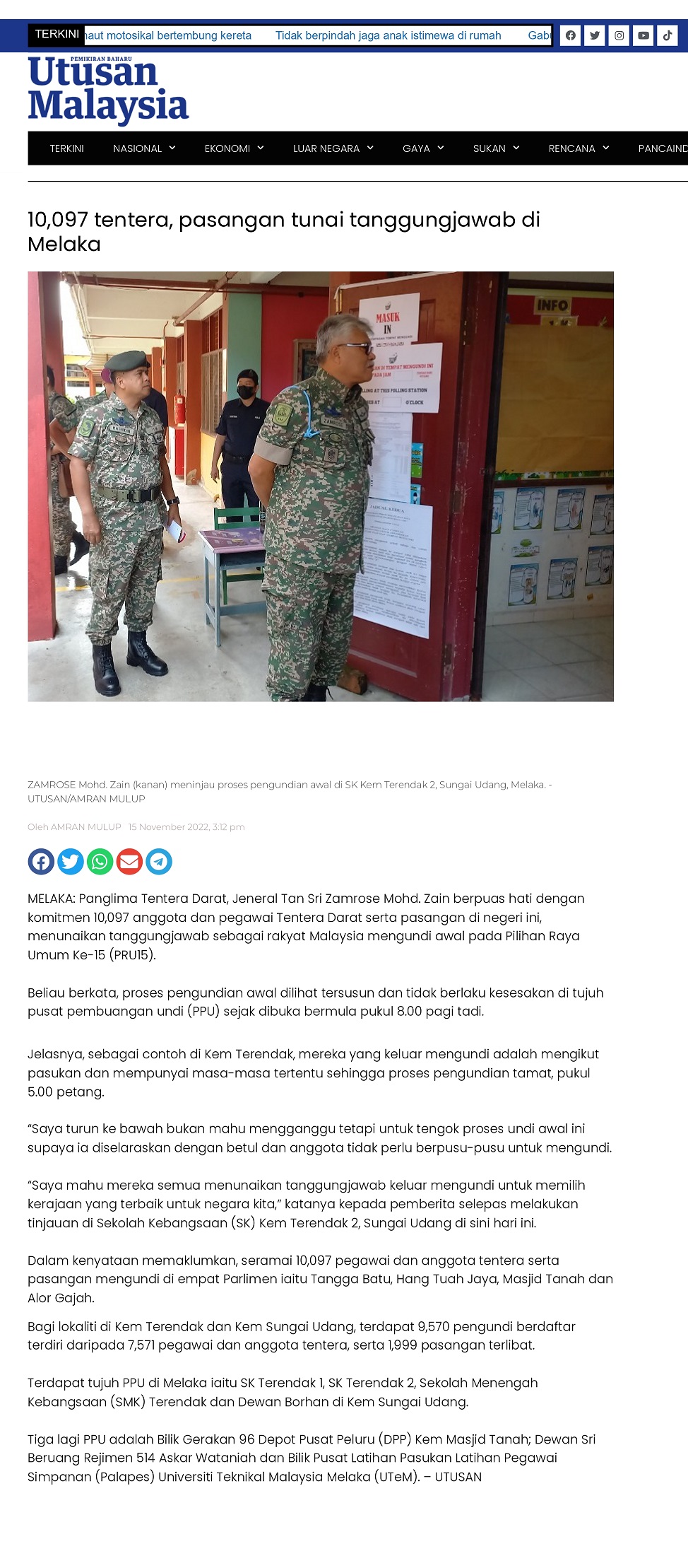 10,097 tentera, pasangan tunai tanggungjawab di Melaka