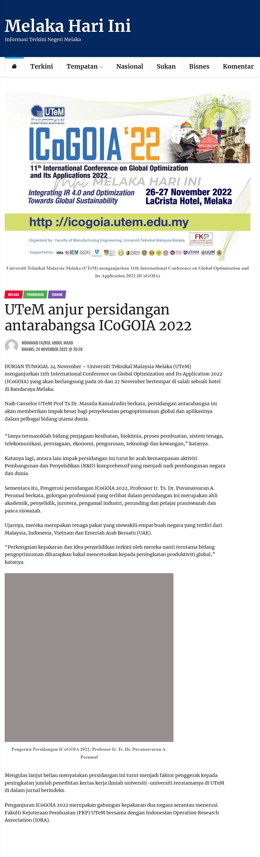 UTeM anjur persidangan antarabangsa ICoGOIA 2022