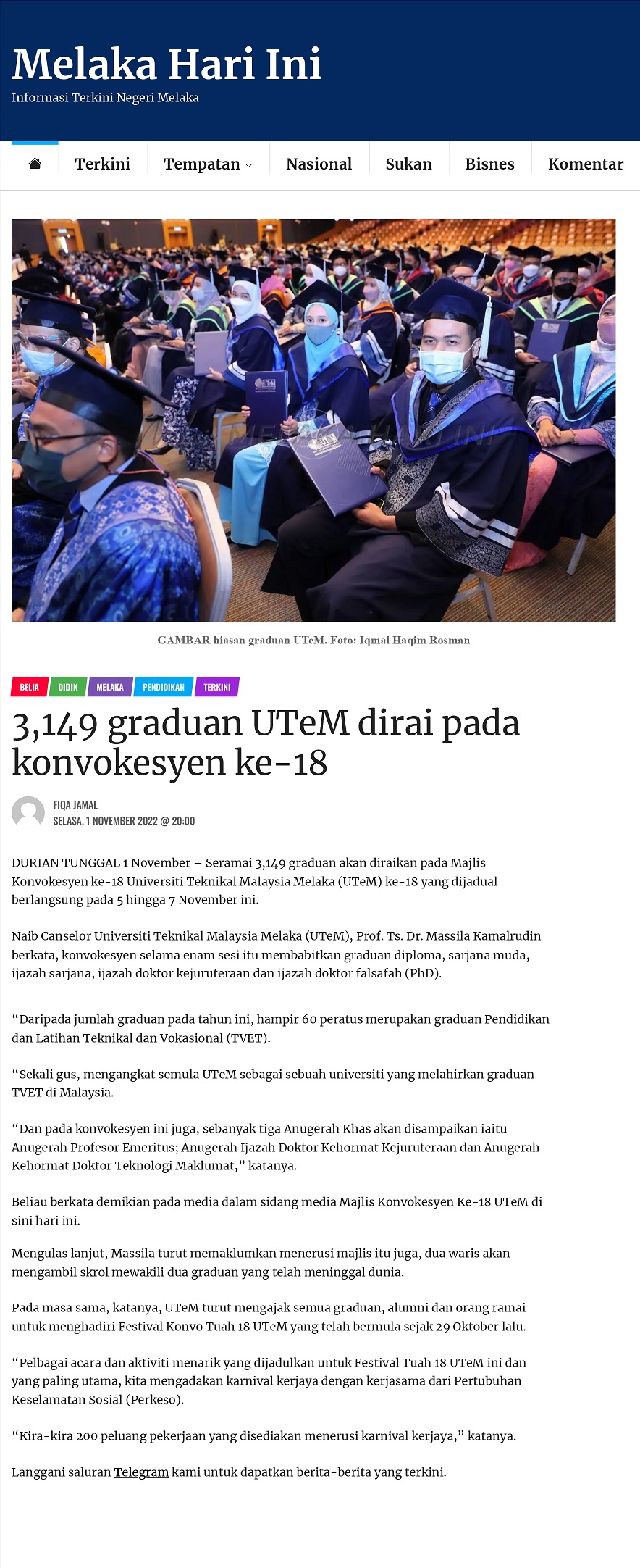 3,149 graduan UTeM dirai pada konvokesyen ke – 18