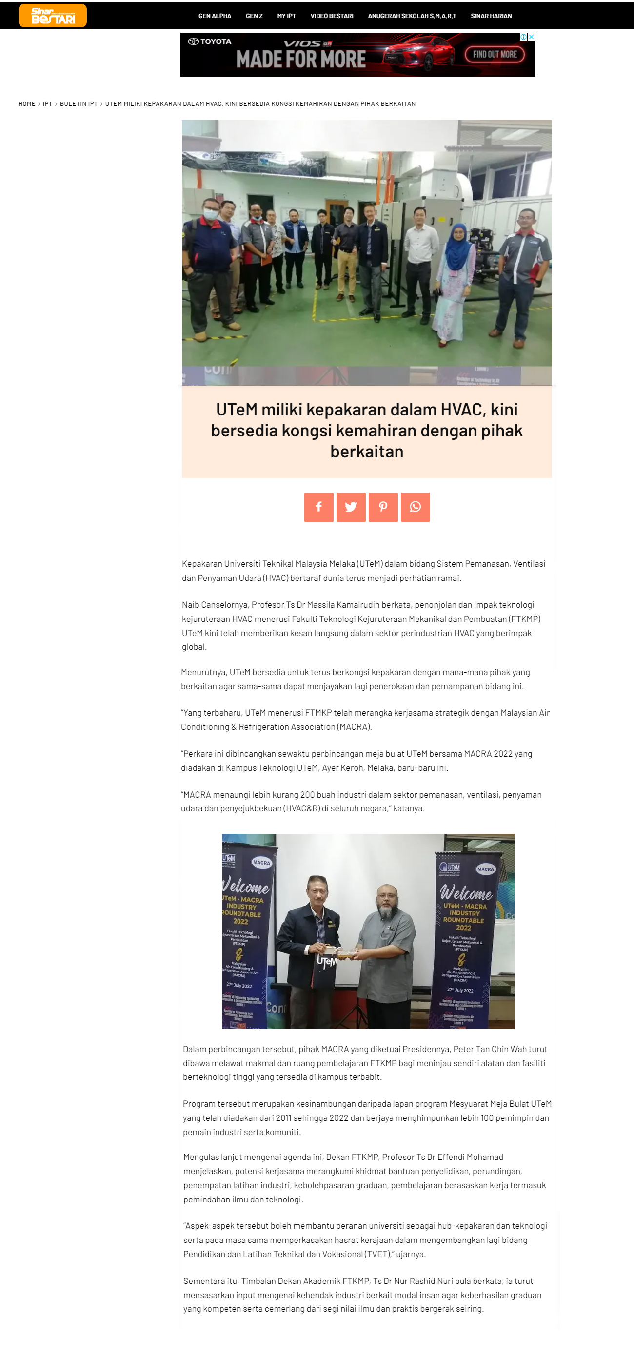 UTeM miliki kepakaran dalam HVAC, kini bersedia kongsi kemahiran dengan pihak berkaitan