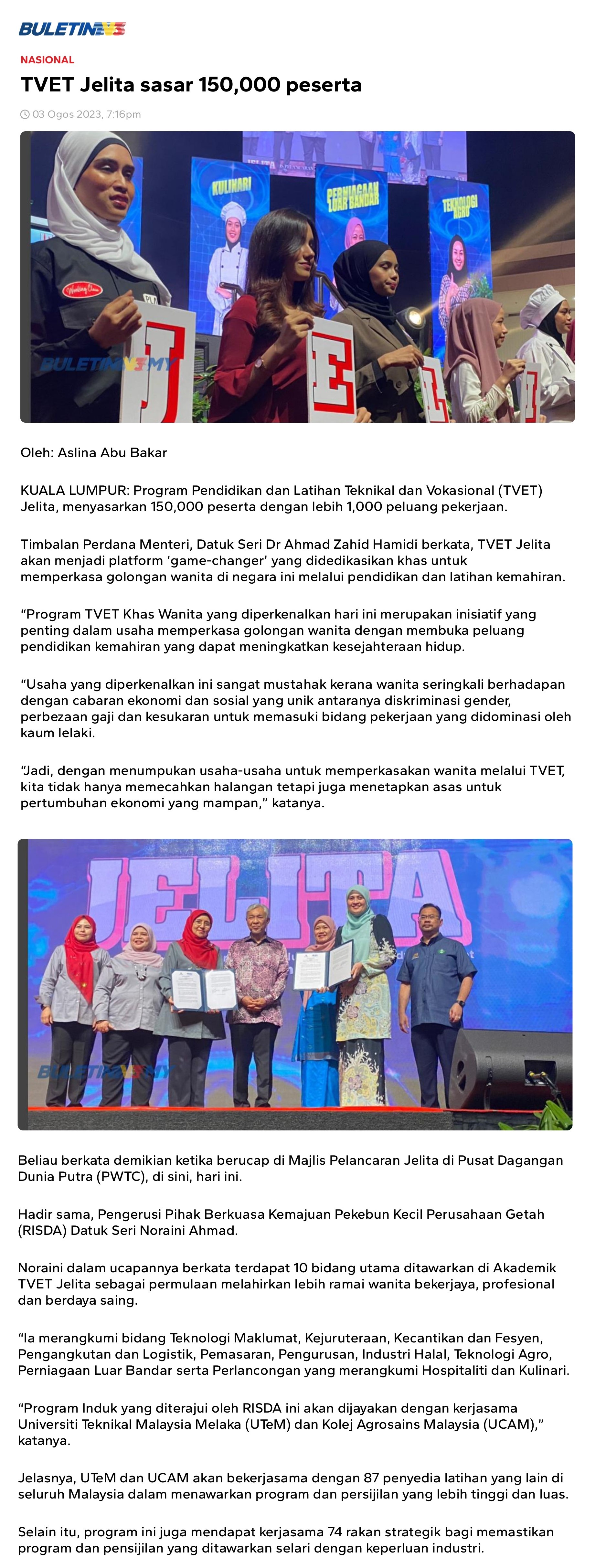 TVET Jelita sasar 150,000 peserta