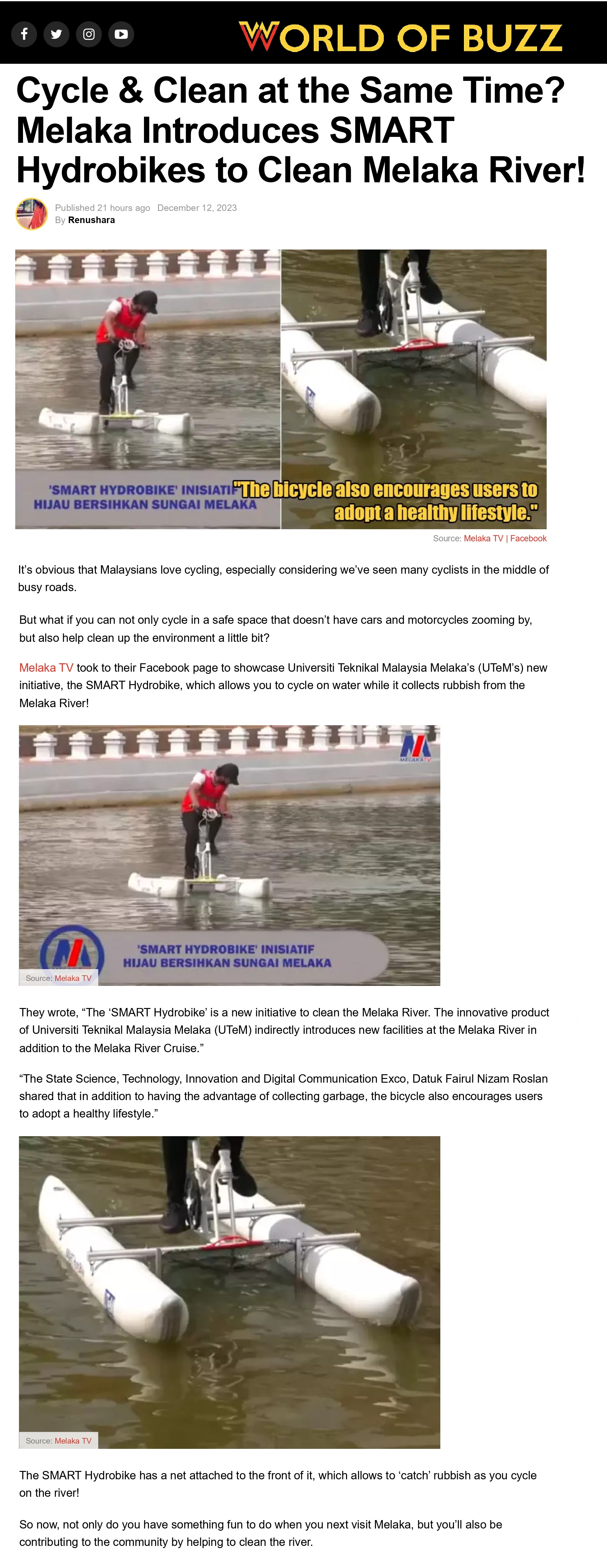 Cycle & Clean at the Same Time? Melaka Introduces SMART Hydrobikes to Clean Melaka River!