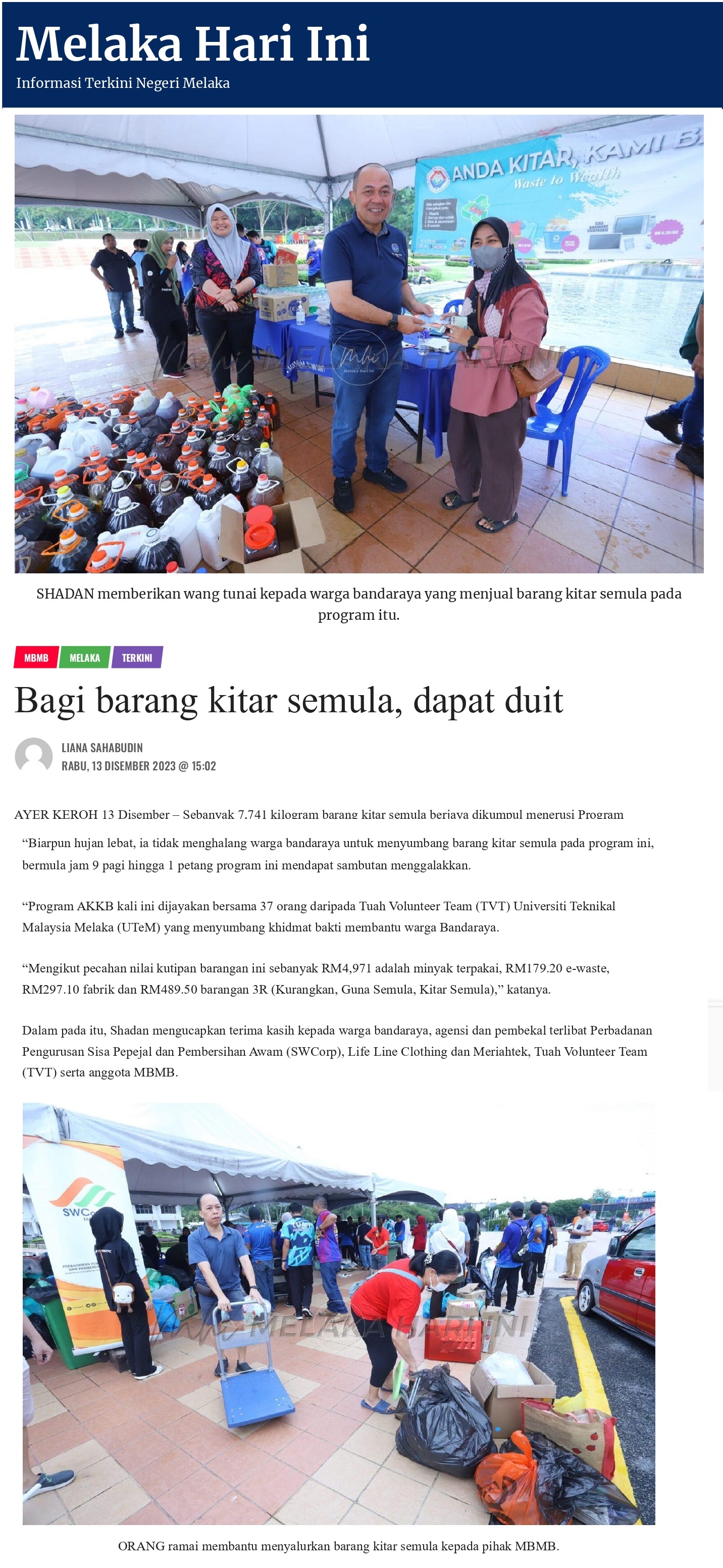Bagi barang kitar semula, dapat duit