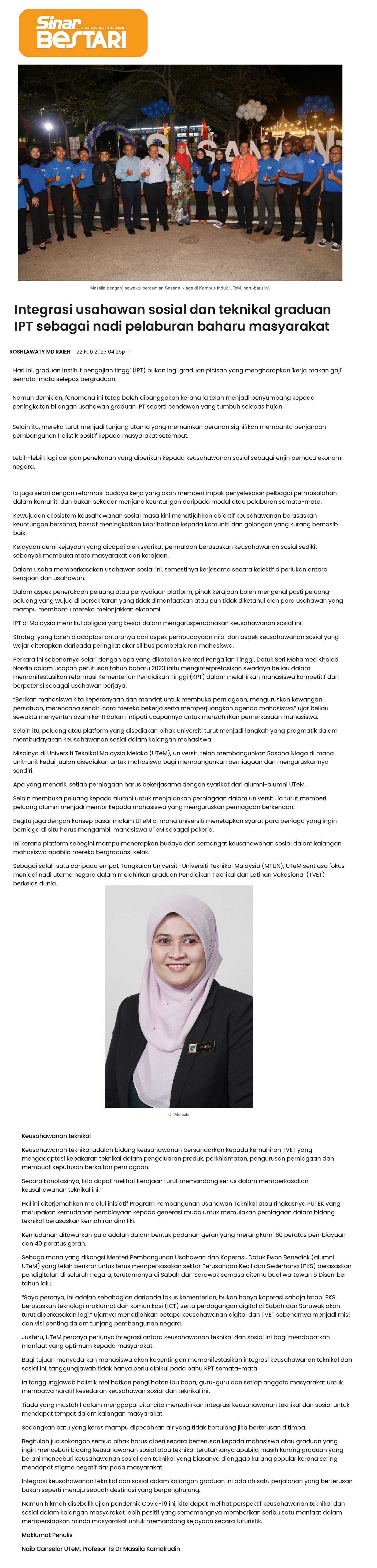 Integrasi usahawan sosial dan teknikal graduan IPT sebagai nadi pelaburan baharu masyarakat