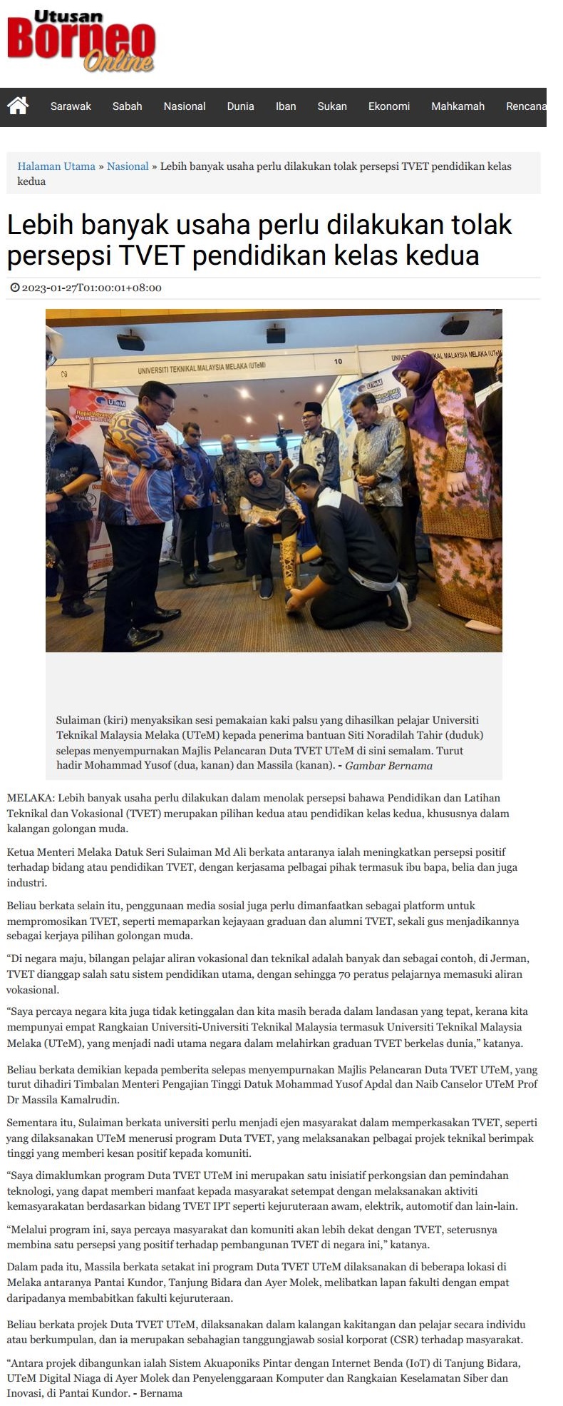 Lebih banyak usaha perlu dilakukan tolak persepsi TVET pendidikan kelas kedua