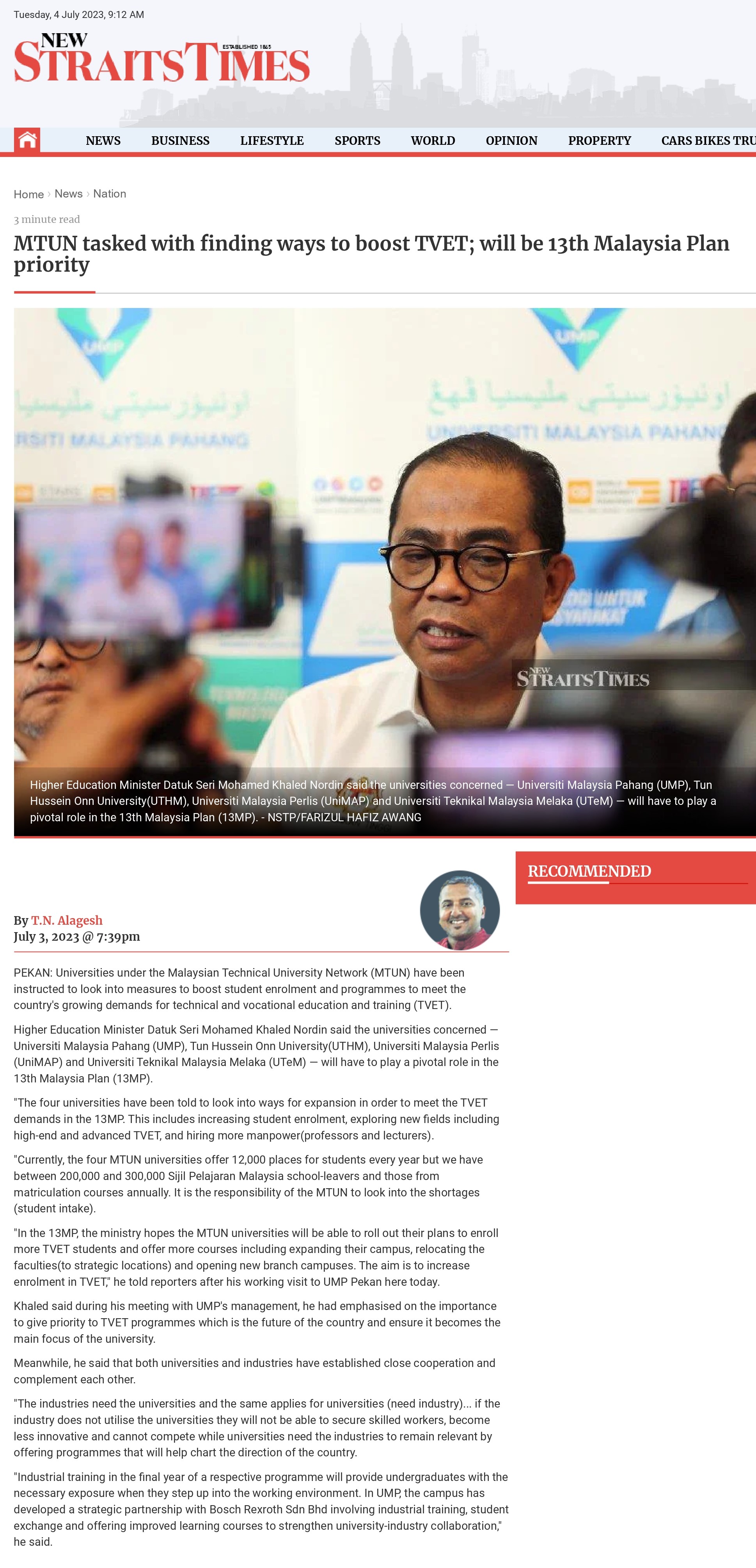 MTUN tasked with finding ways to boost TVET; will be 13th Malaysia Plan priority