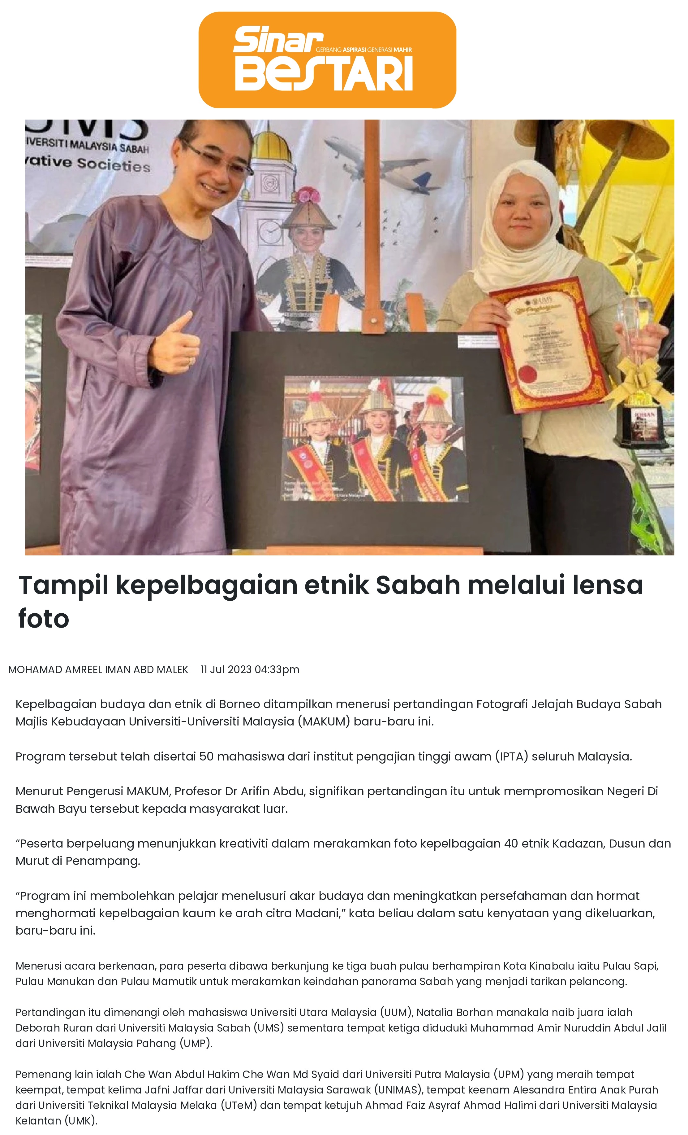 Tampil kepelbagaian etnik Sabah melalui lensa foto