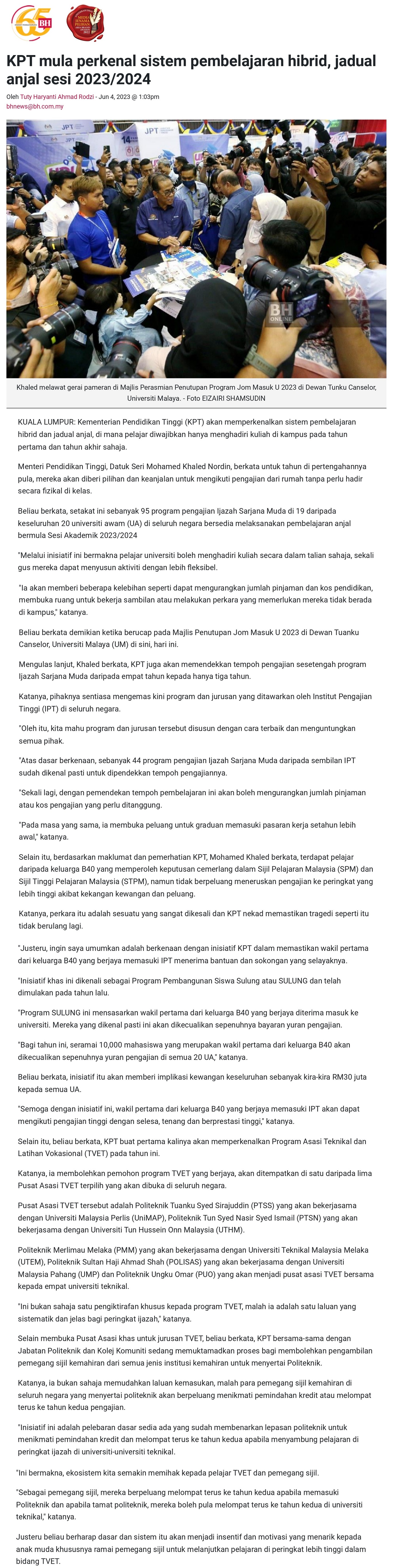 KPT mula perkenal sistem pembelajaran hibrid, jadual anjal sesi 2023/2024