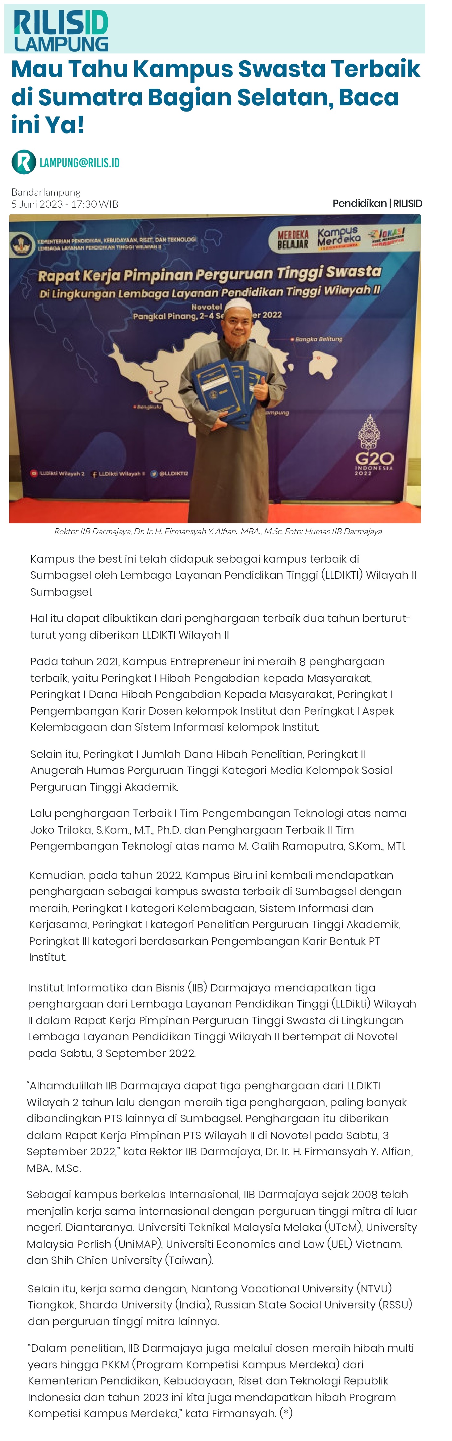 Mau Tahu Kampus Swasta Terbaik di Sumatra Bagian Selatan, Baca ini Ya!