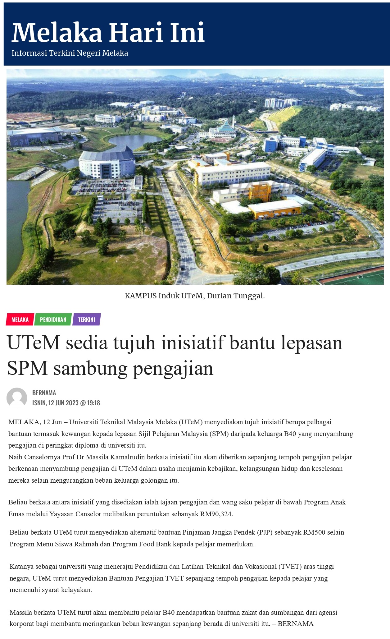 UTeM sedia tujuh inisiatif bantu lepasan SPM sambung pengajian