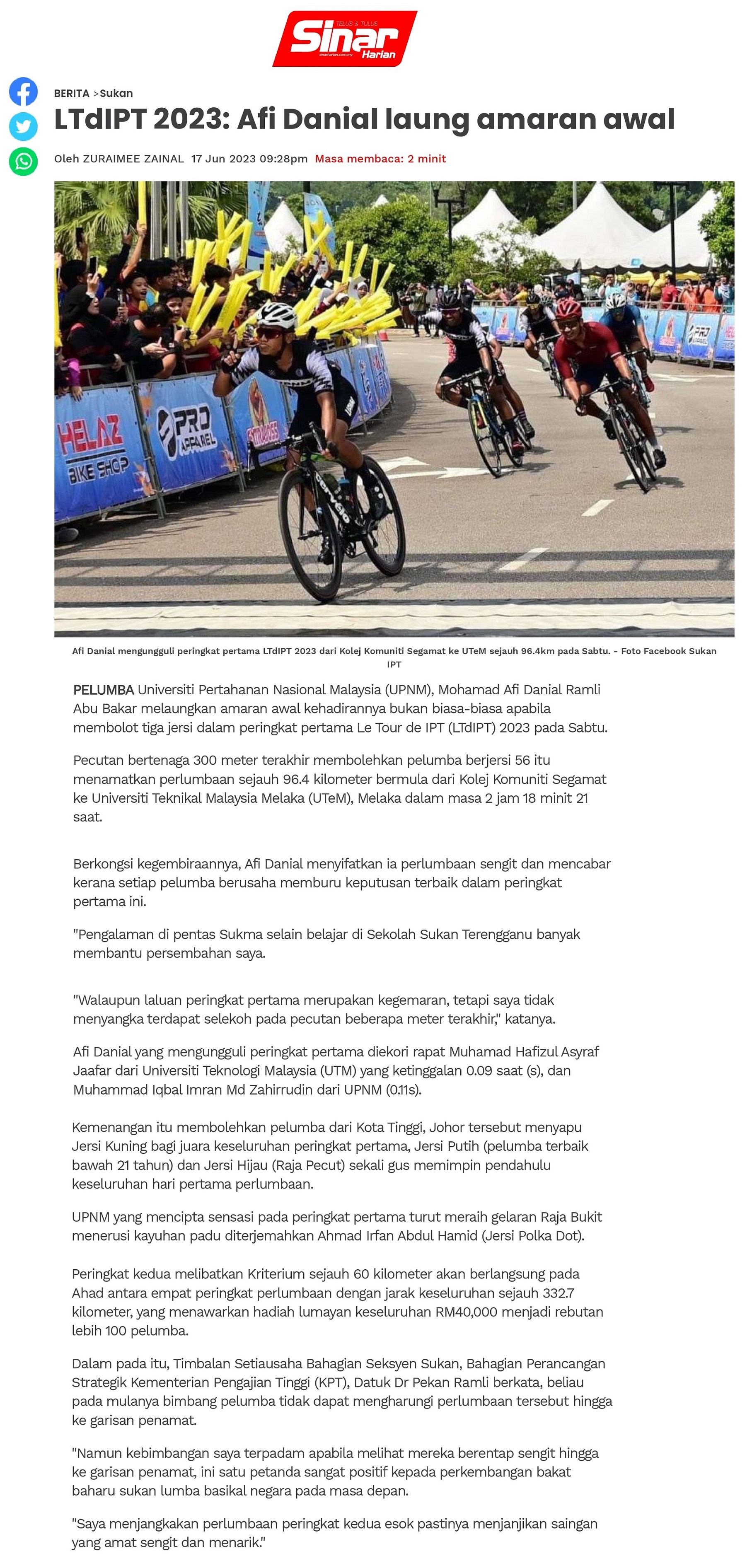 LTdIPT 2023: Afi Danial laung amaran awal