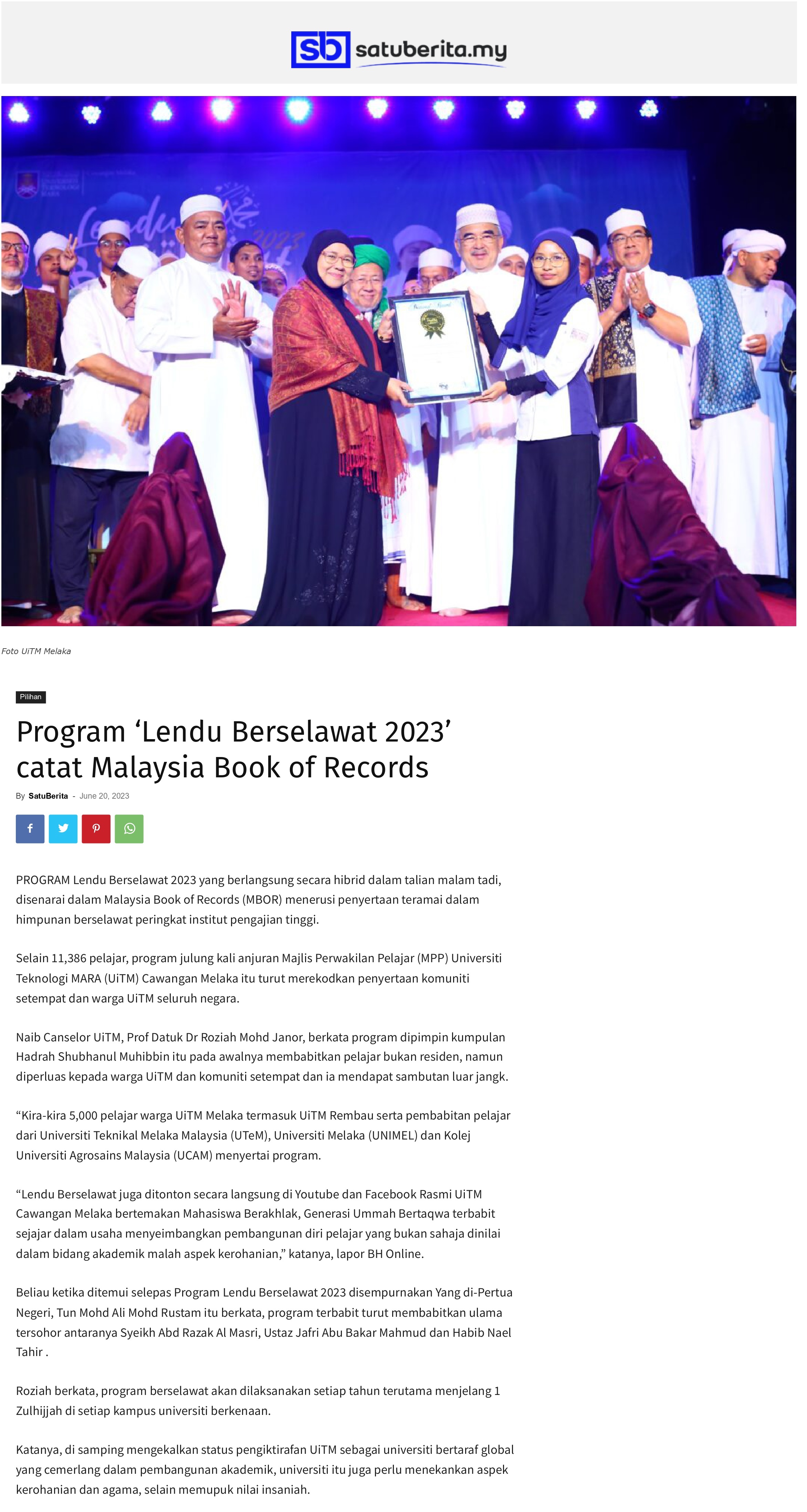 Program ‘Lendu Berselawat 2023’ catat Malaysia Book of Records