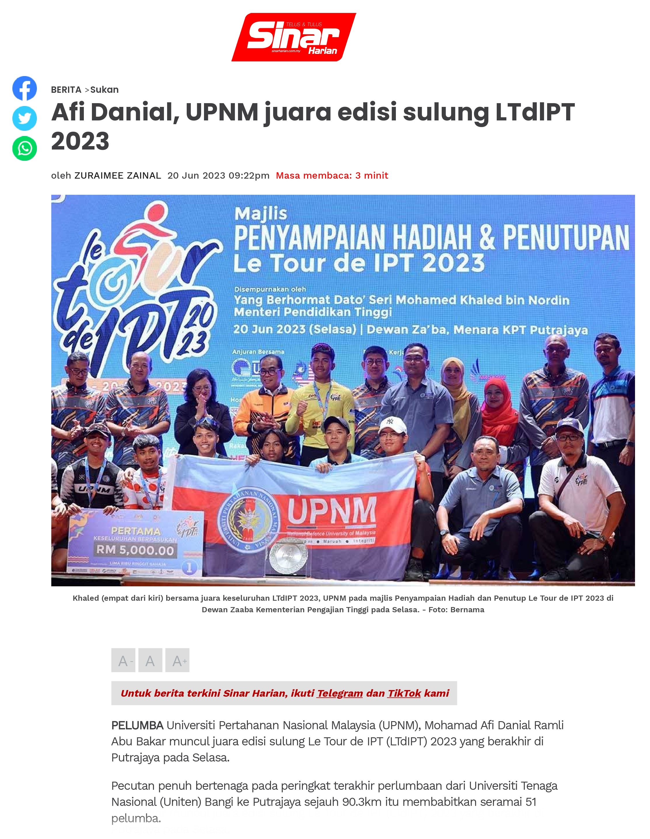 Afi Danial, UPNM juara edisi sulung LTdlPT 2023