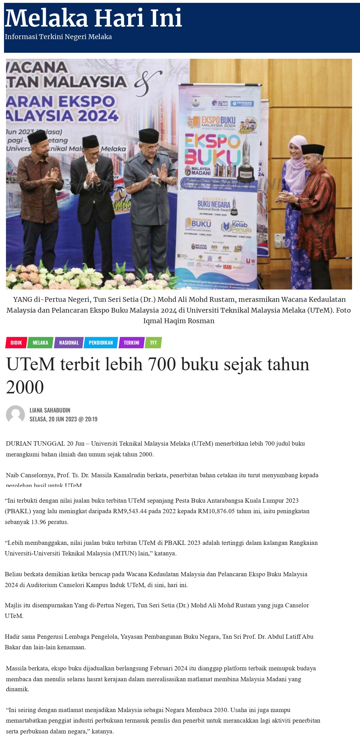 UTeM terbit lebih 700 buku sejak tahun 2000
