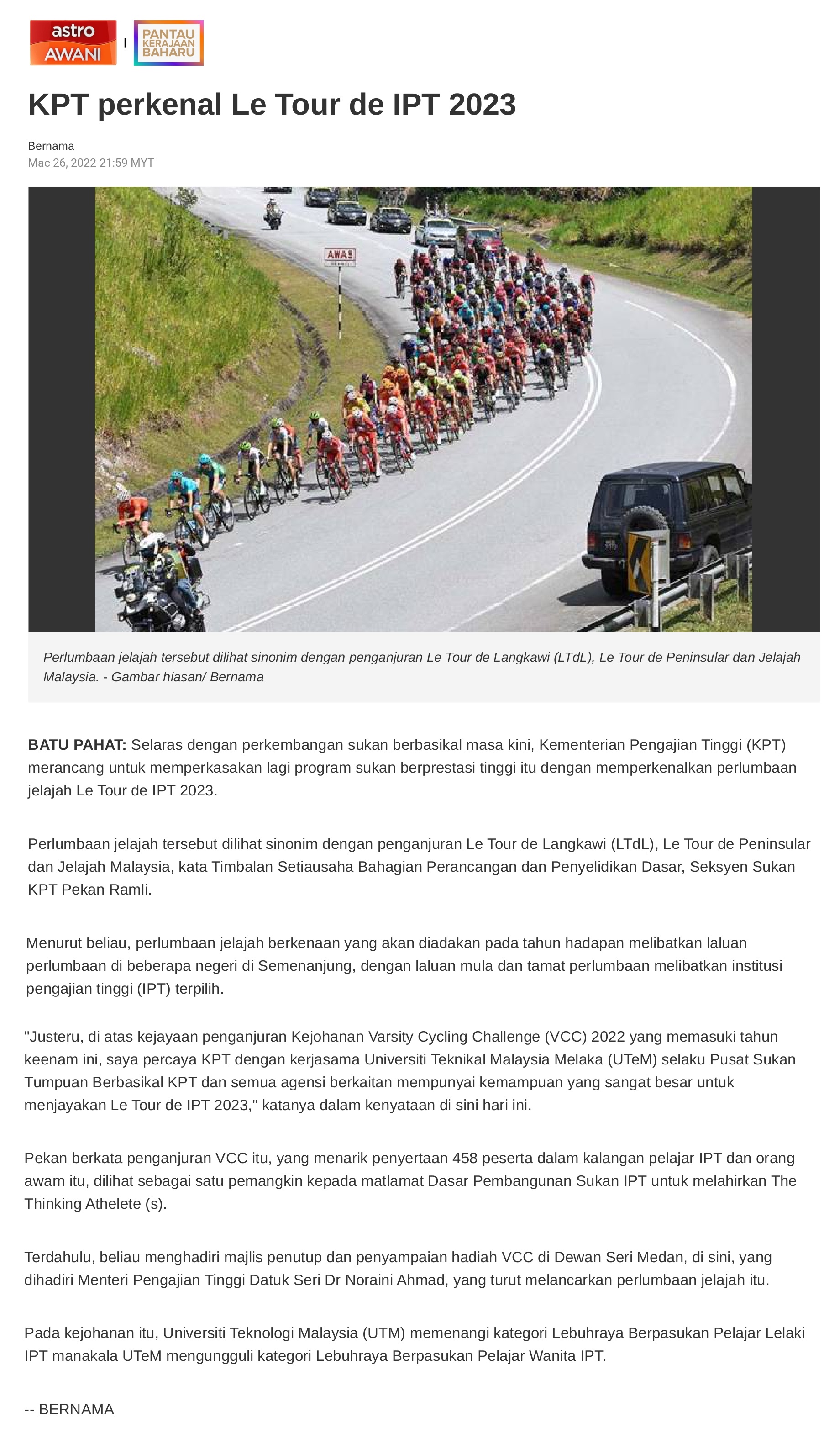 KPT perkenal Le Tour de IPT 2023
