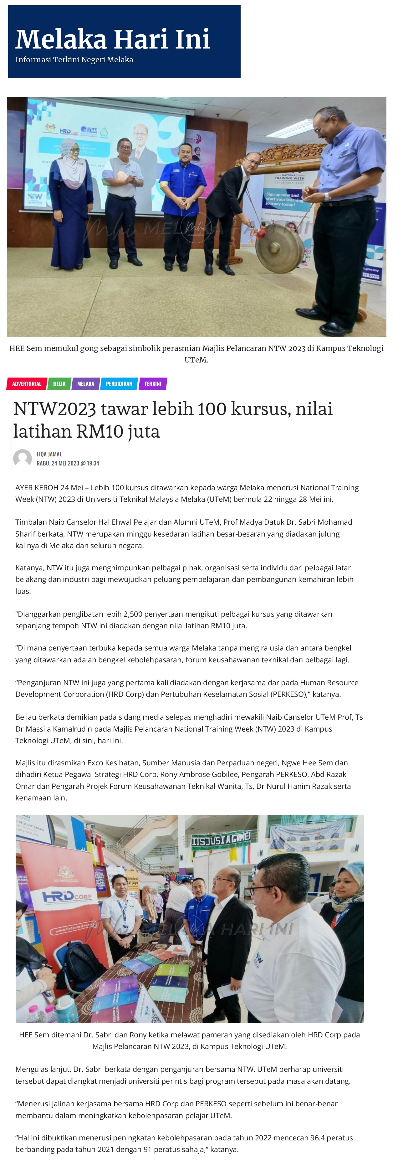 NTW2023 tawar lebih 100 kursus, nilai latihan RM10 juta