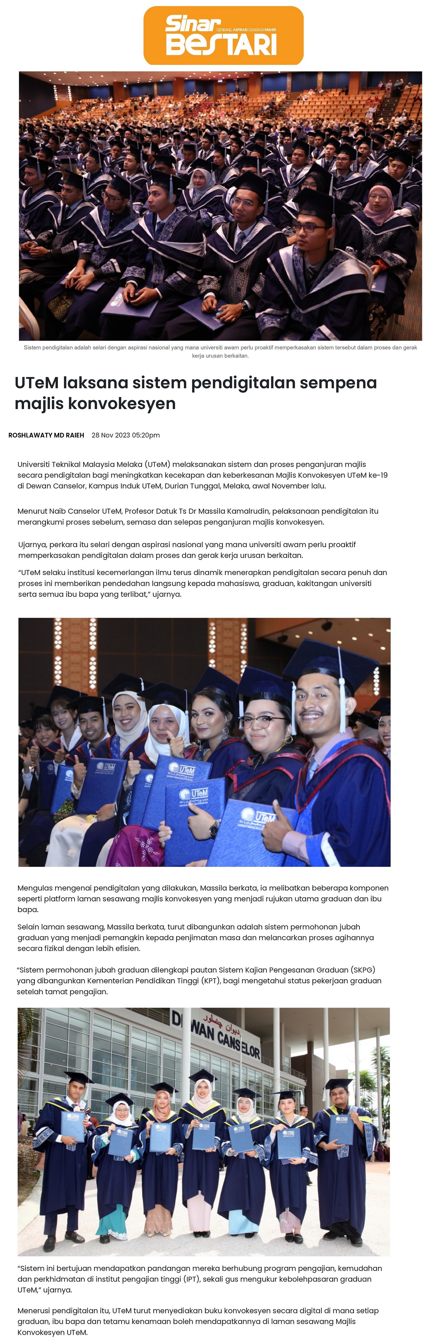 UTeM laksana sistem pendigitalan sempena majlis konvokesyen