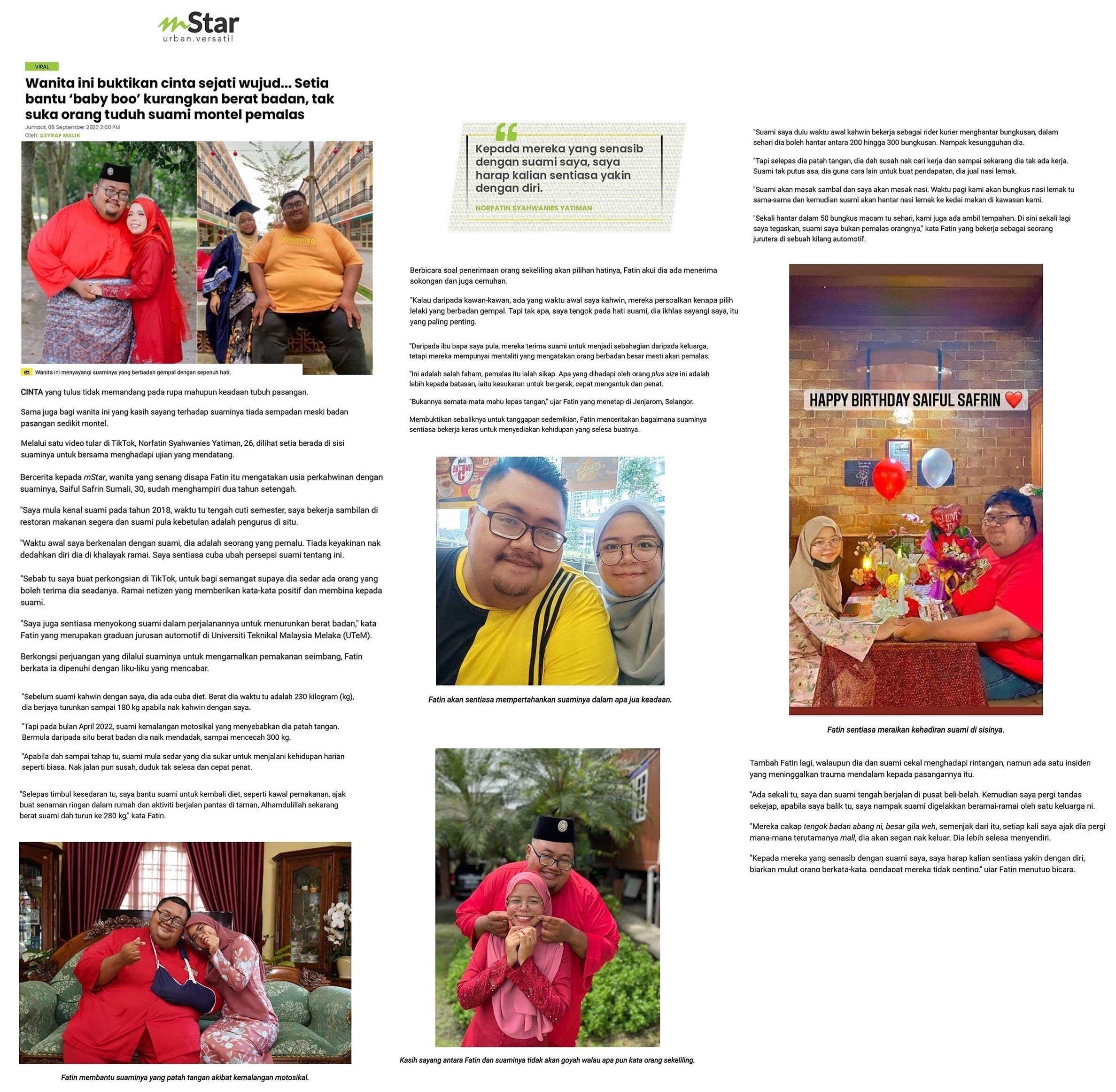 Wanita ini buktikan cinta sejati wujud... Setia bantu ‘baby boo’ kurangkan berat badan