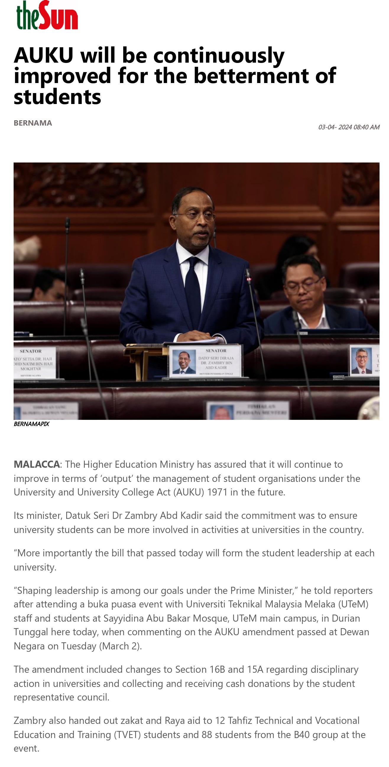 AUKU will be continuously improved for the betterment of students