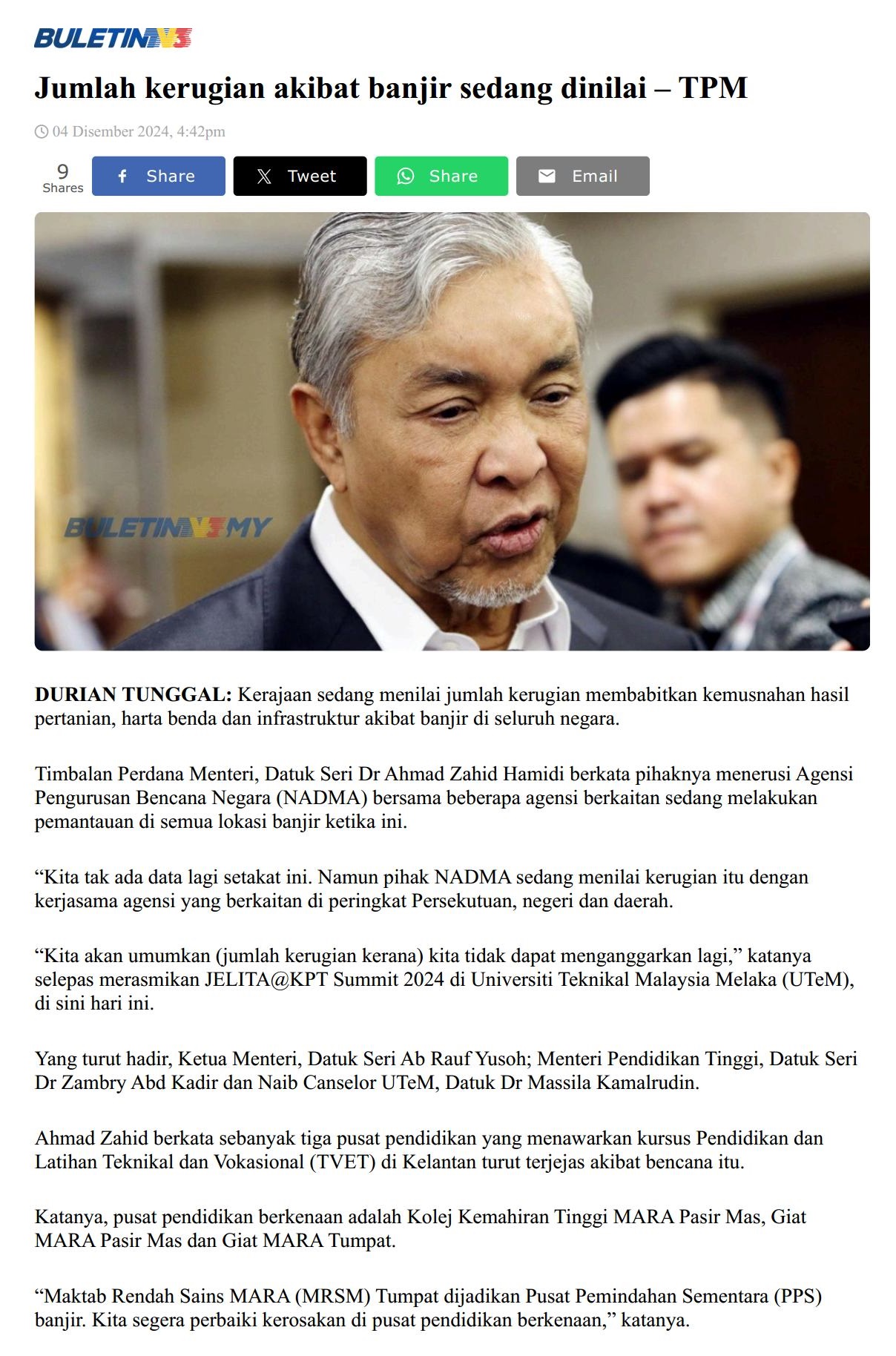 573 Jumlah kerugian akibat banjir sedang dinilai – TPM 