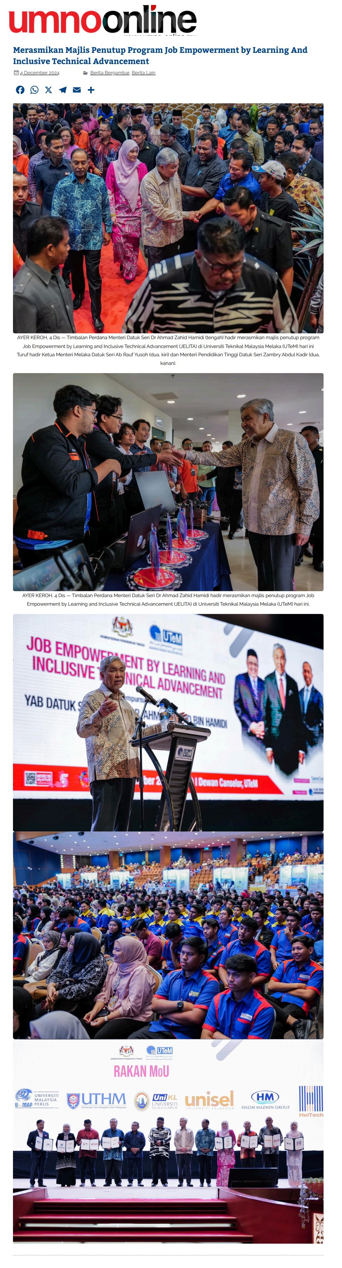 586 Merasmikan Majlis Penutup Program Job Empowerment by Learning And Inclusive Technical Advancement 