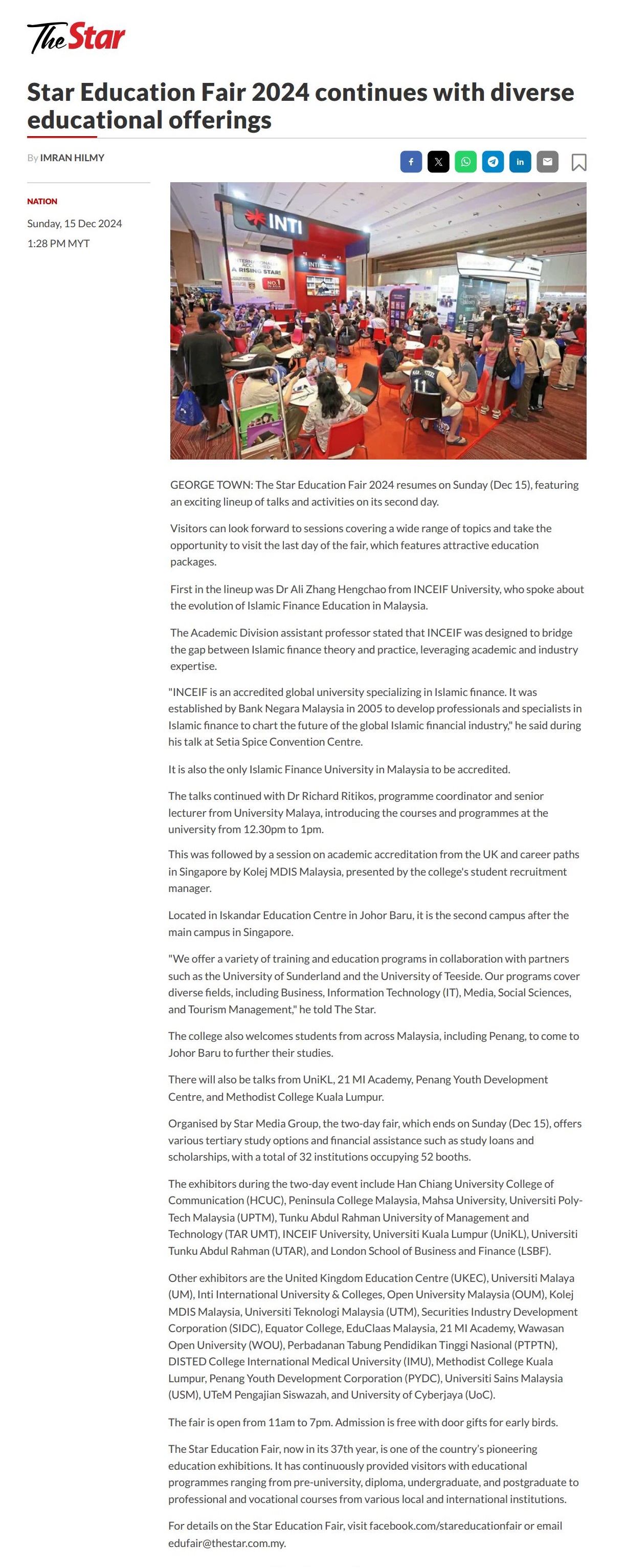 711 Star Education Fair 2024 continues with diverse educational offerings 