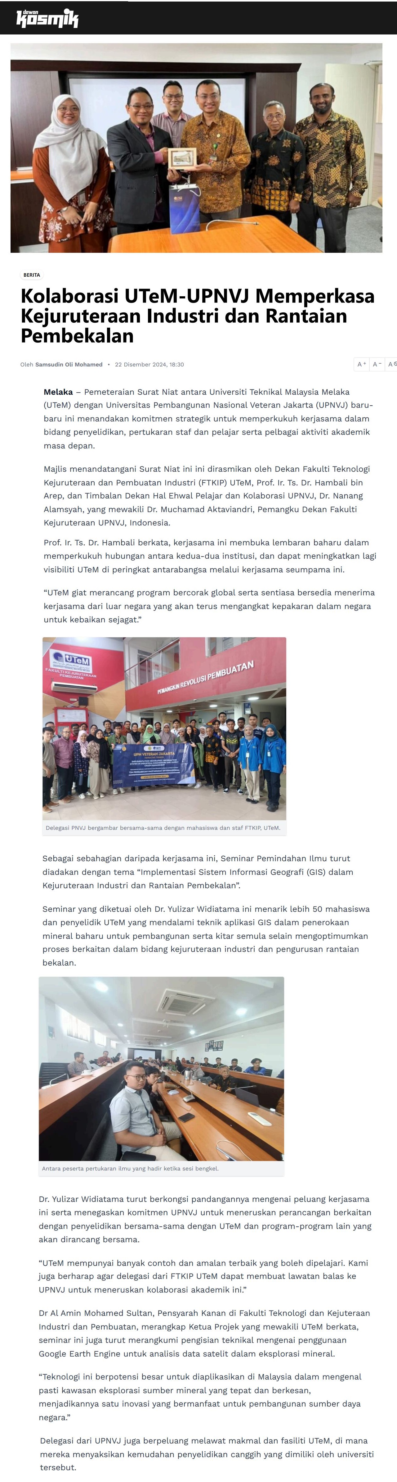 714 Kolaborasi UTeM-UPNVJ Memperkasa Kejuruteraan Industri dan Rantaian Pembekalan 