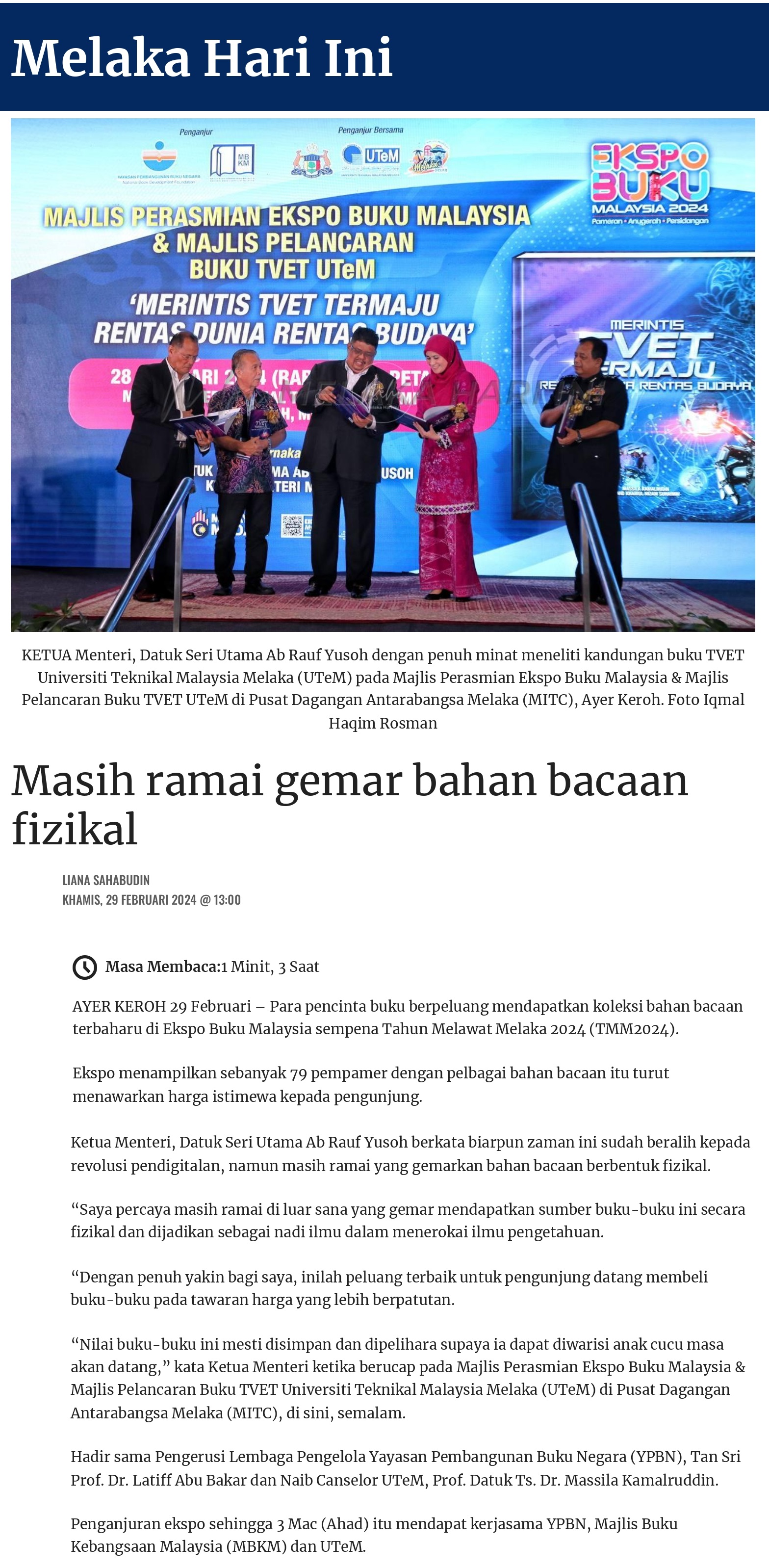 Masih ramai gemar bahan bacaan fizikal