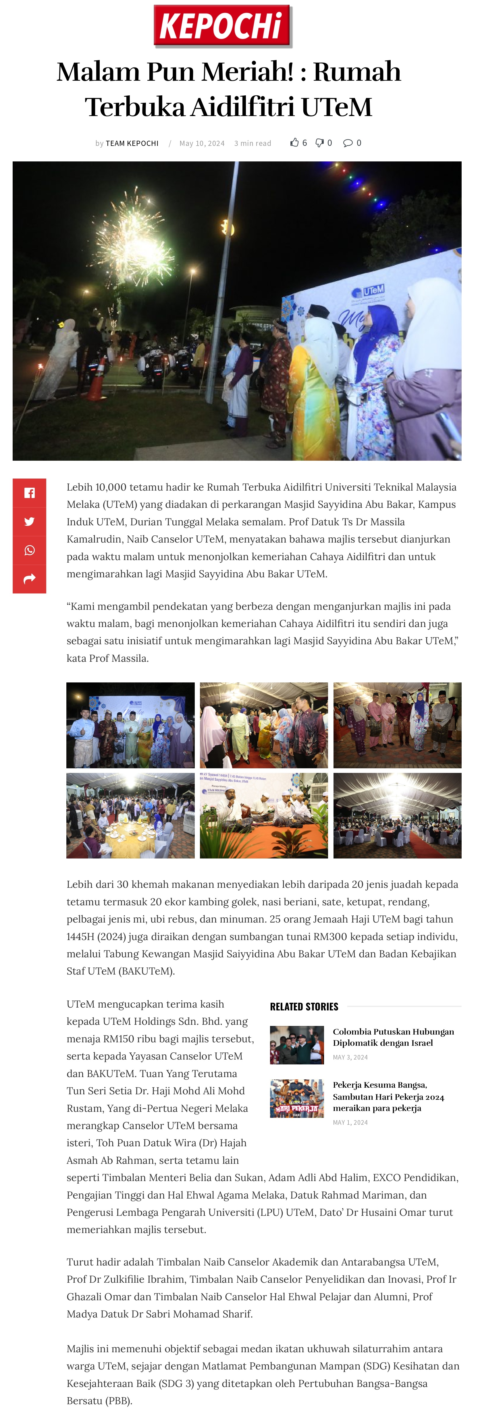 Malam Pun Meriah! : Rumah Terbuka Aidilfitri UTeM