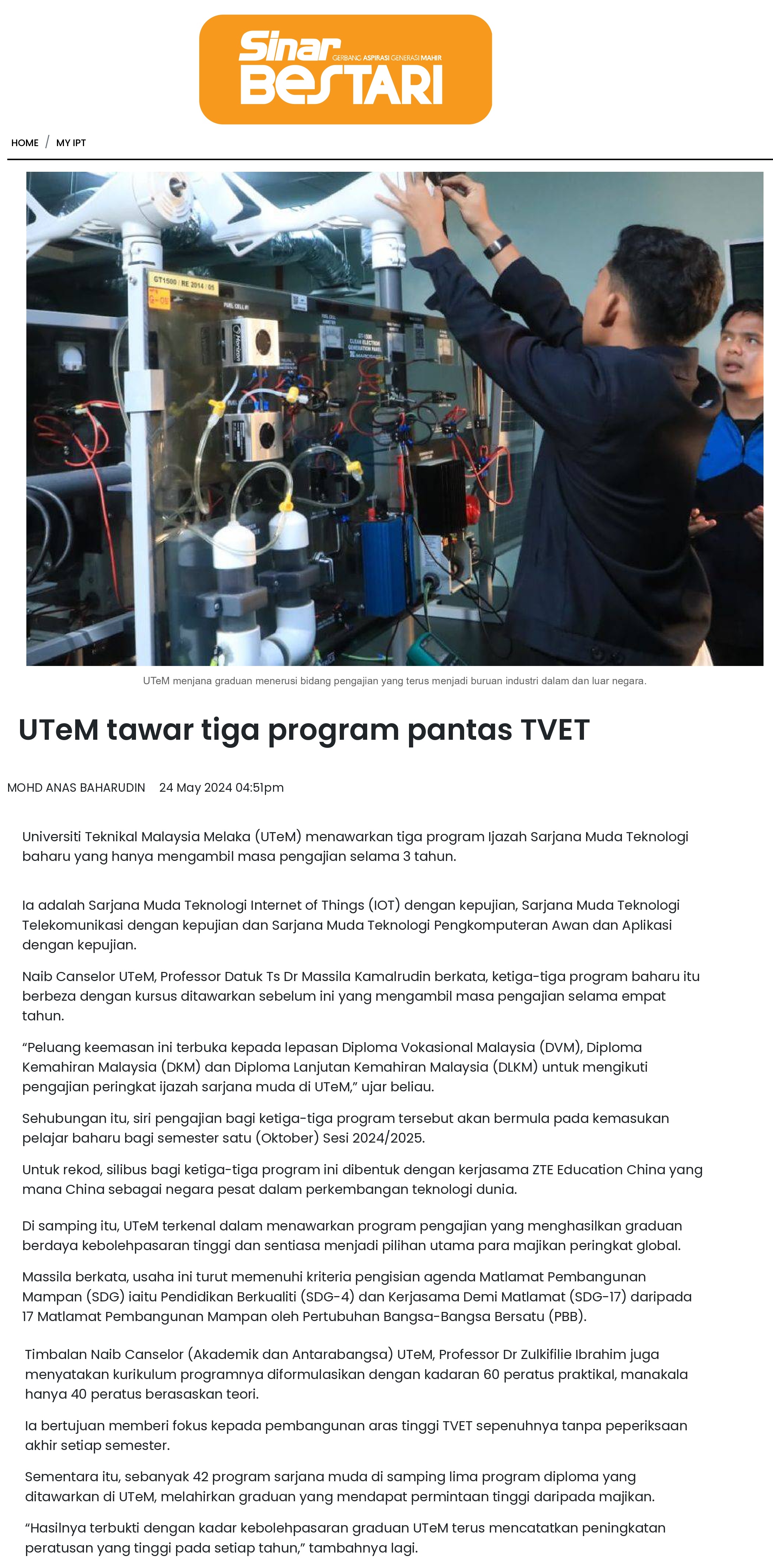 UTeM tawar tiga program pantas TVET