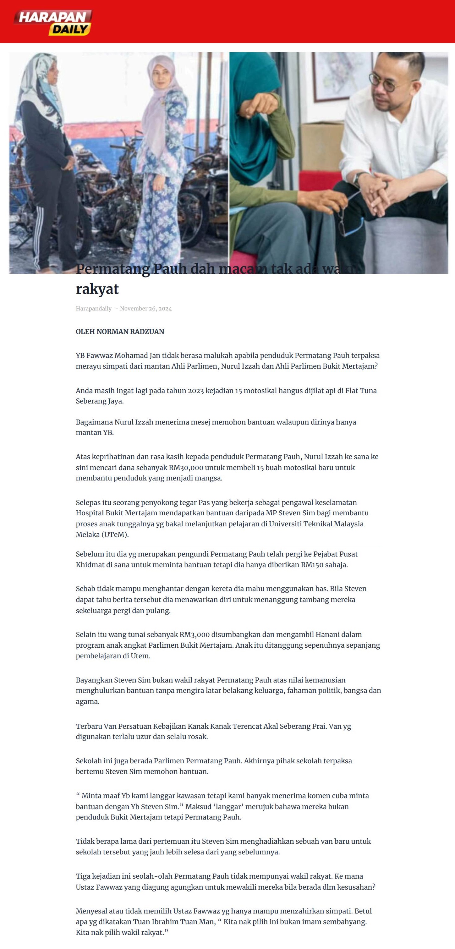 561 Permatang Pauh dah macam tak ada wakil rakyat 