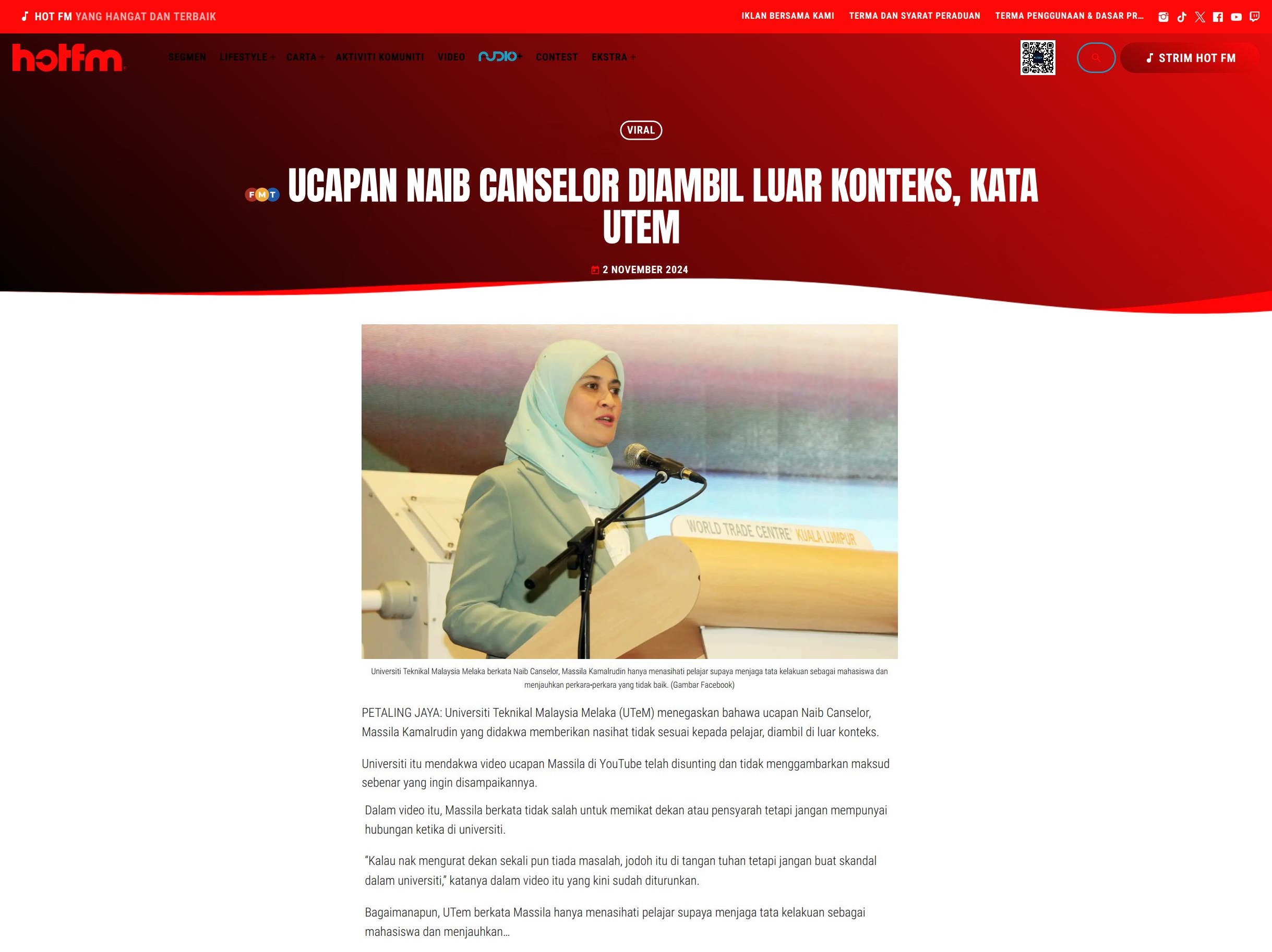 Ucapan naib canselor diambil luar konteks, kata UTeM