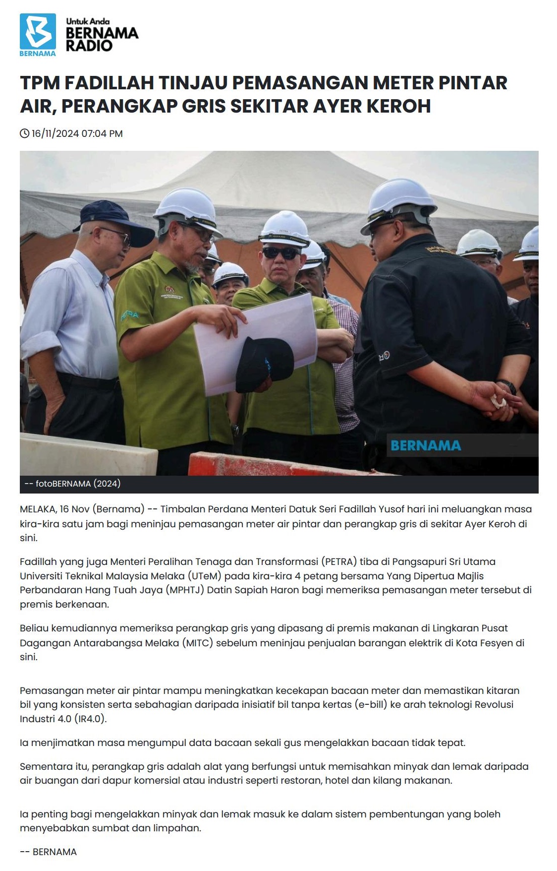 661 TPM FADILLAH TINJAU PEMASANGAN METER PINTAR AIR, PERANGKAP GRIS SEKITAR AYER KEROH 